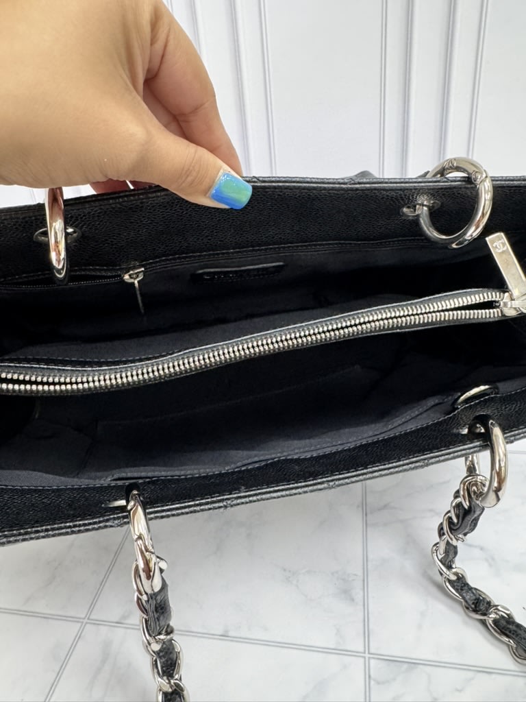 Chanel Black Caviar Leather Grand Shopping Tote Bag