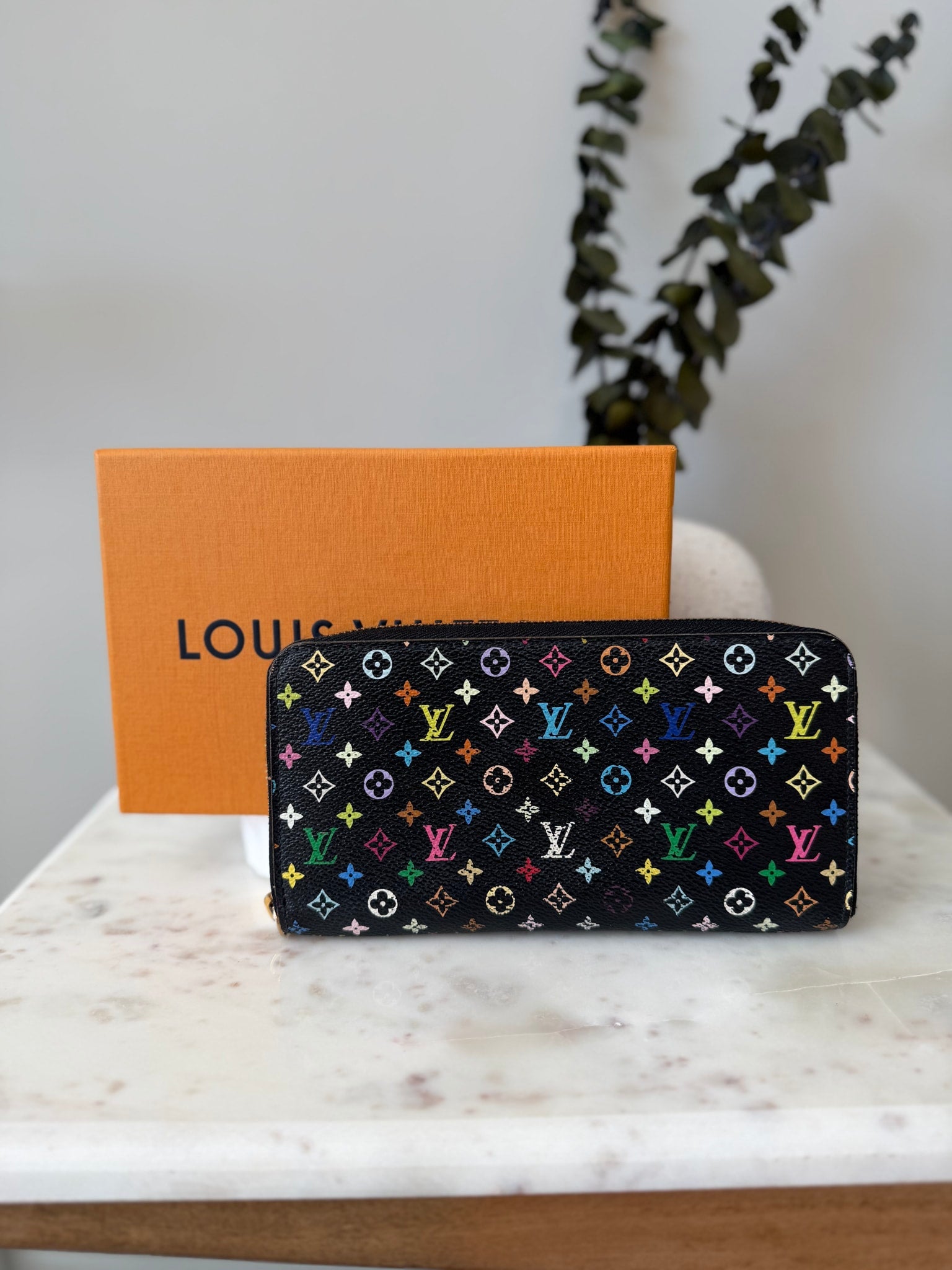 Louis Vuitton Black Multicolor Zippy Wallet