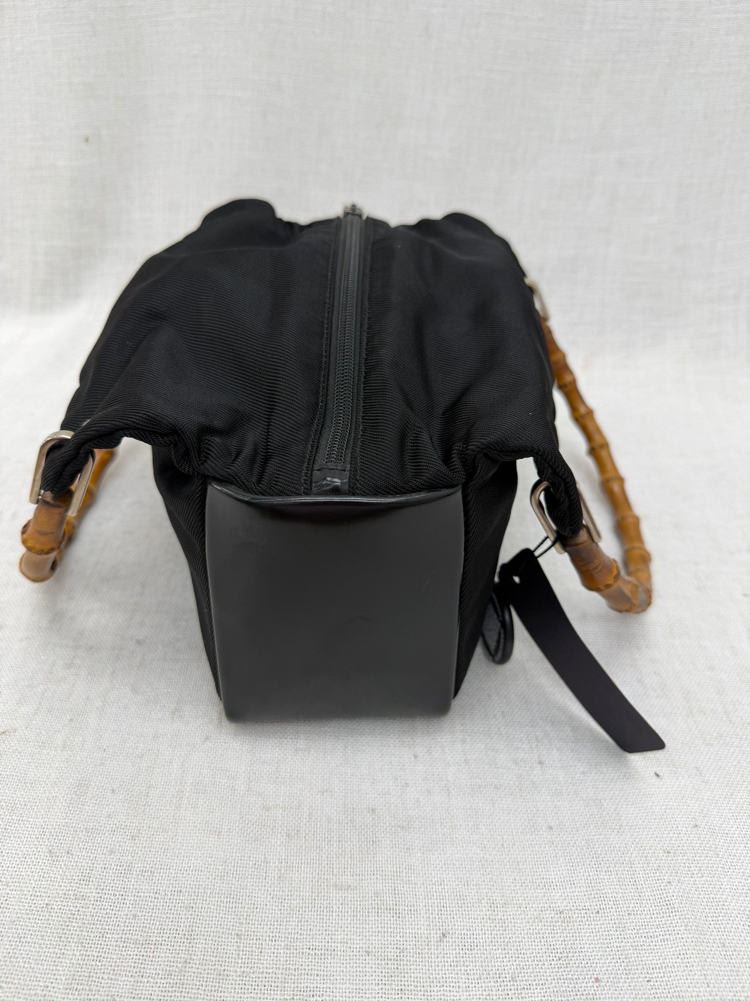 Gucci Black Nylon Bamboo Handbag