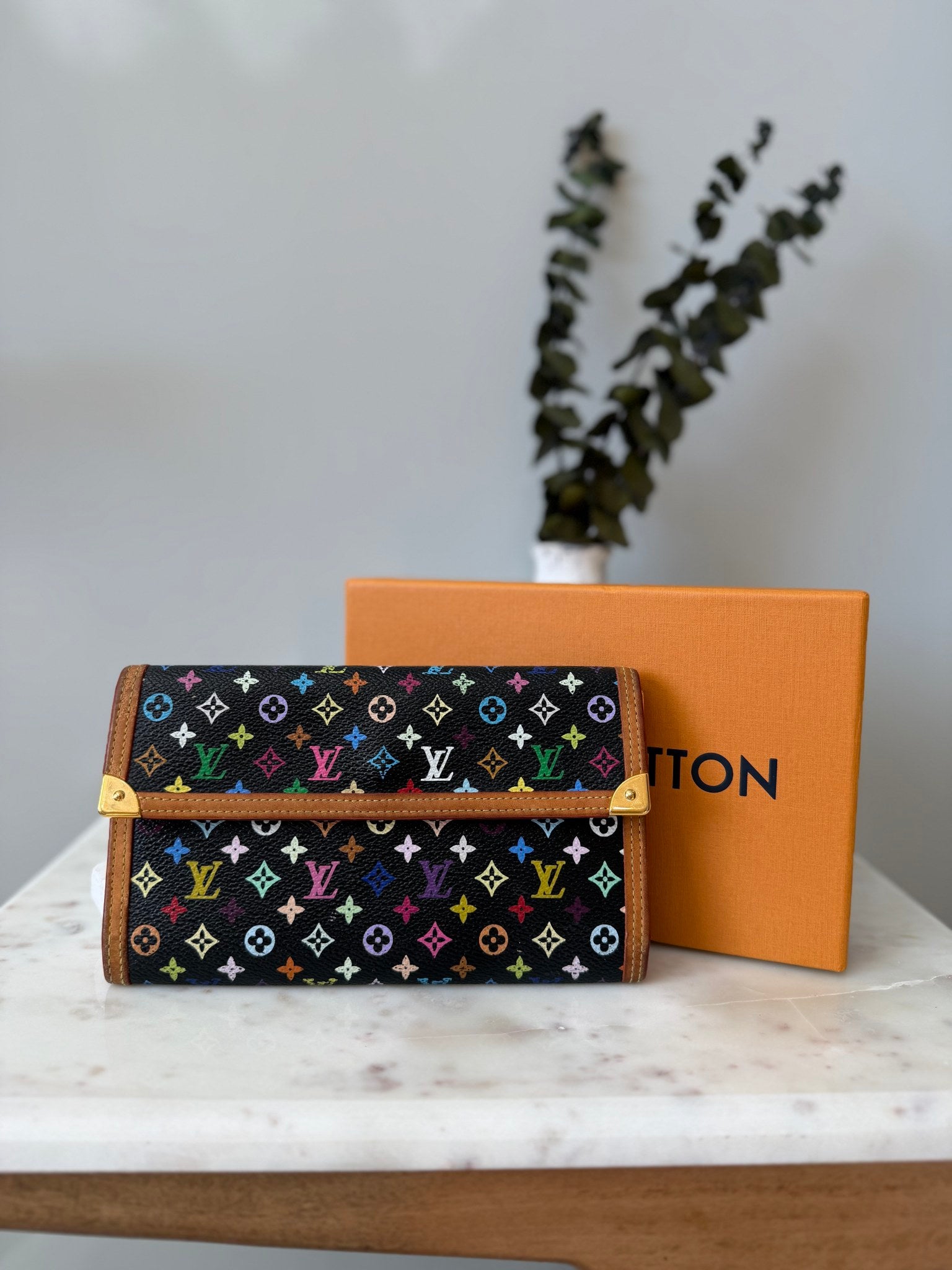 Louis Vuitton Black Multicolor Porte Tresor International Wallet
