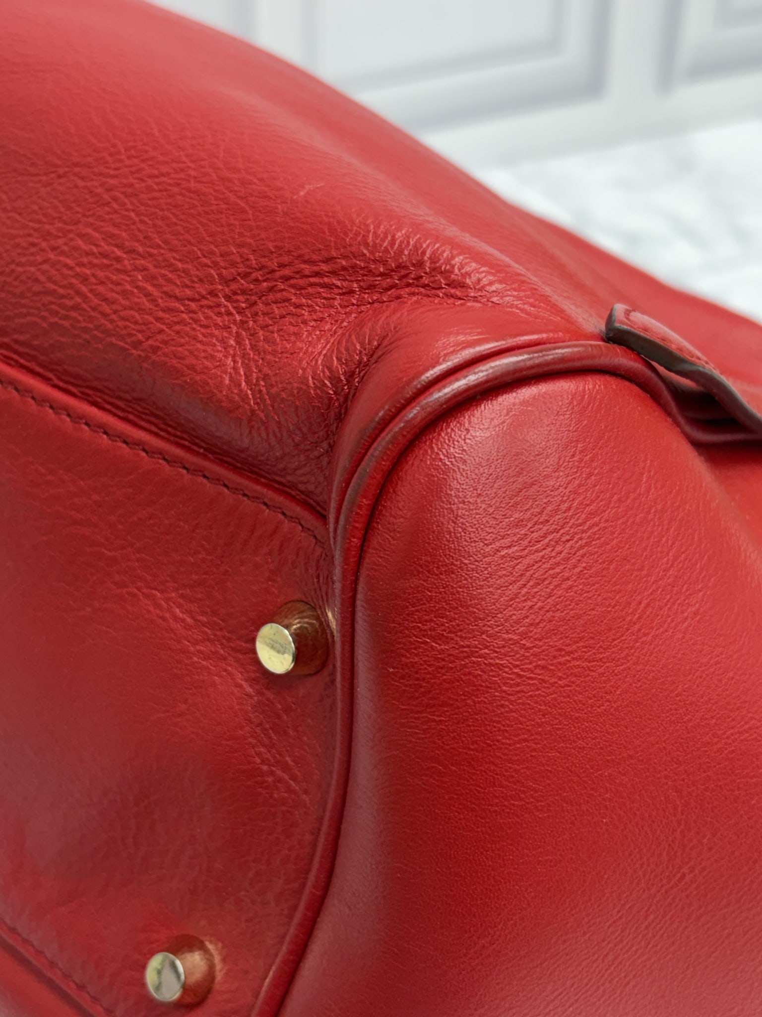 Burberry Red Leather Canterbury Tote Bag 