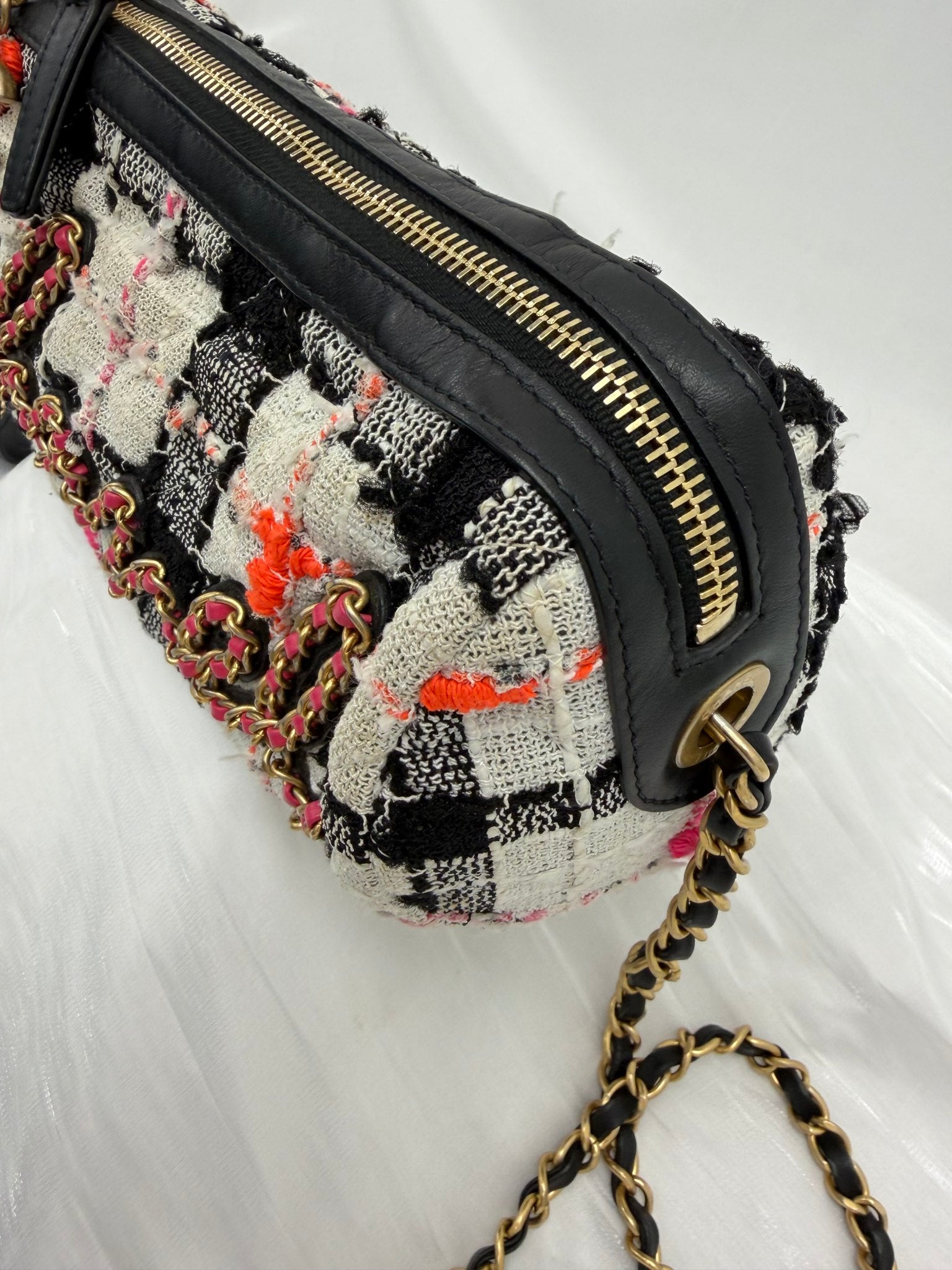 Chanel Multicolor Tweed & Calfskin Signe Bowling Bag