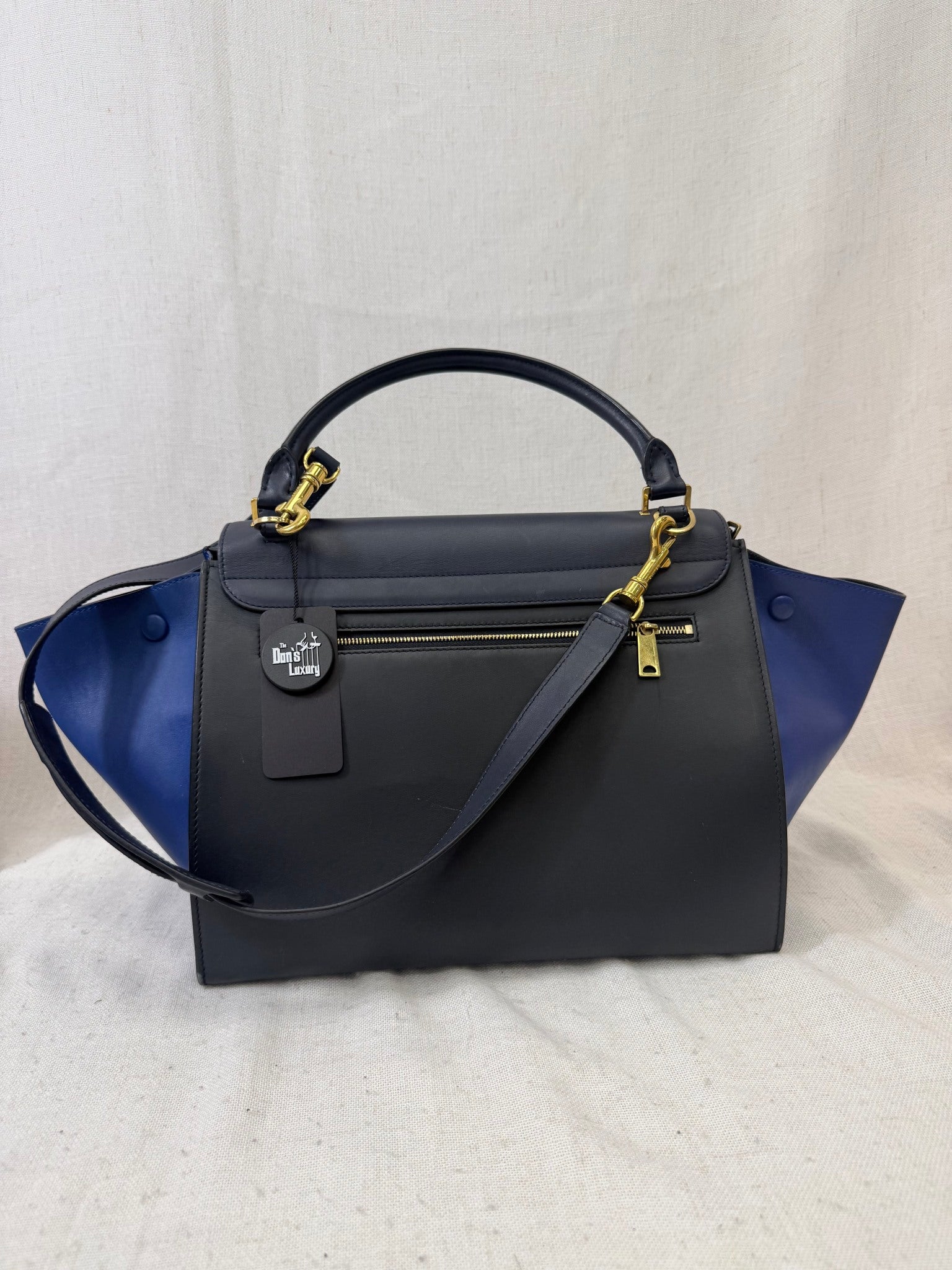 Celine Blue Leather Trapeze Medium Handbag