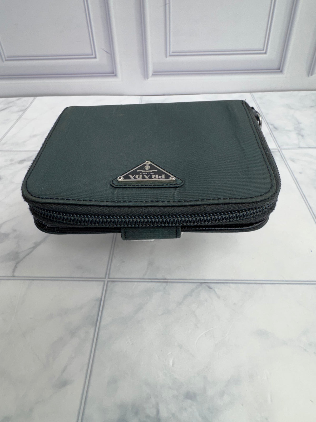 Prada Dark Green Nylon Compact Zippy Wallet