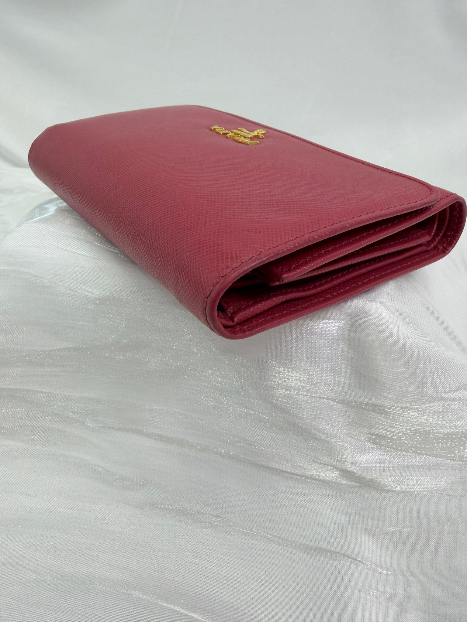Prada Pink Saffiano Leather Trifold Wallet