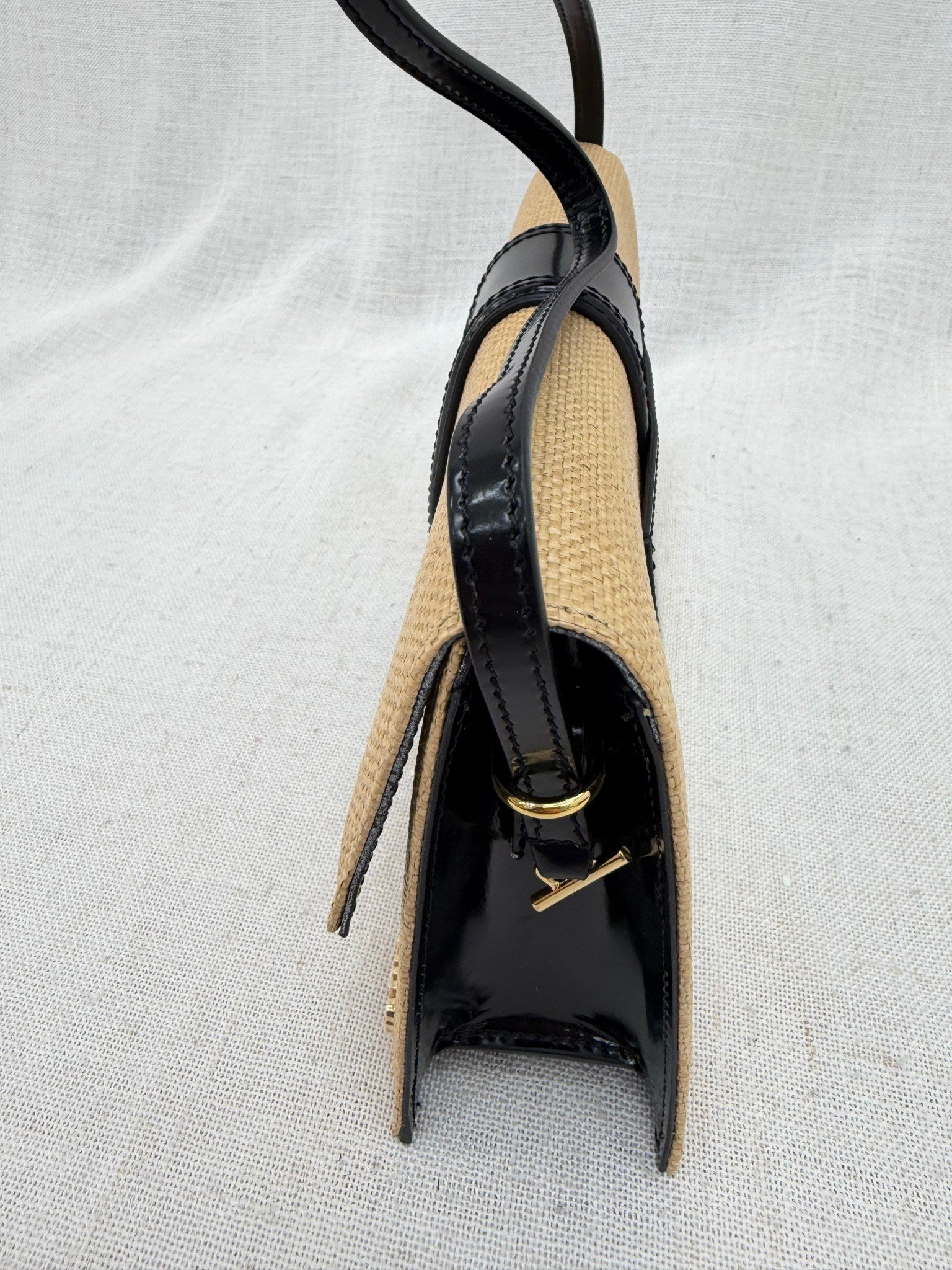 LIKE NEW- Jacquemus Beige Raffia Le Bambino Shoulder Bag