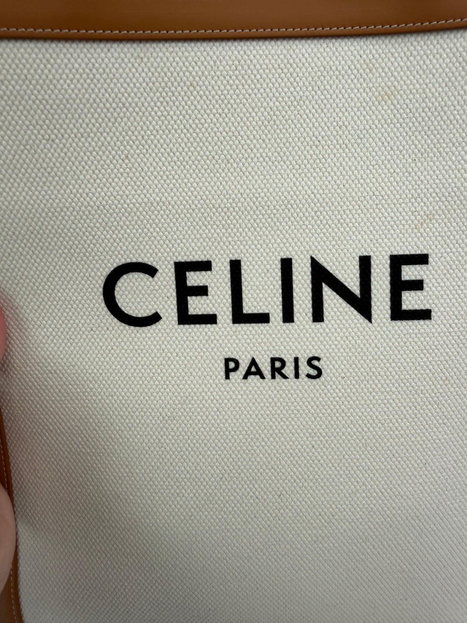 Celine Cream Canvas x Tan Leather Large Vertical Cabas