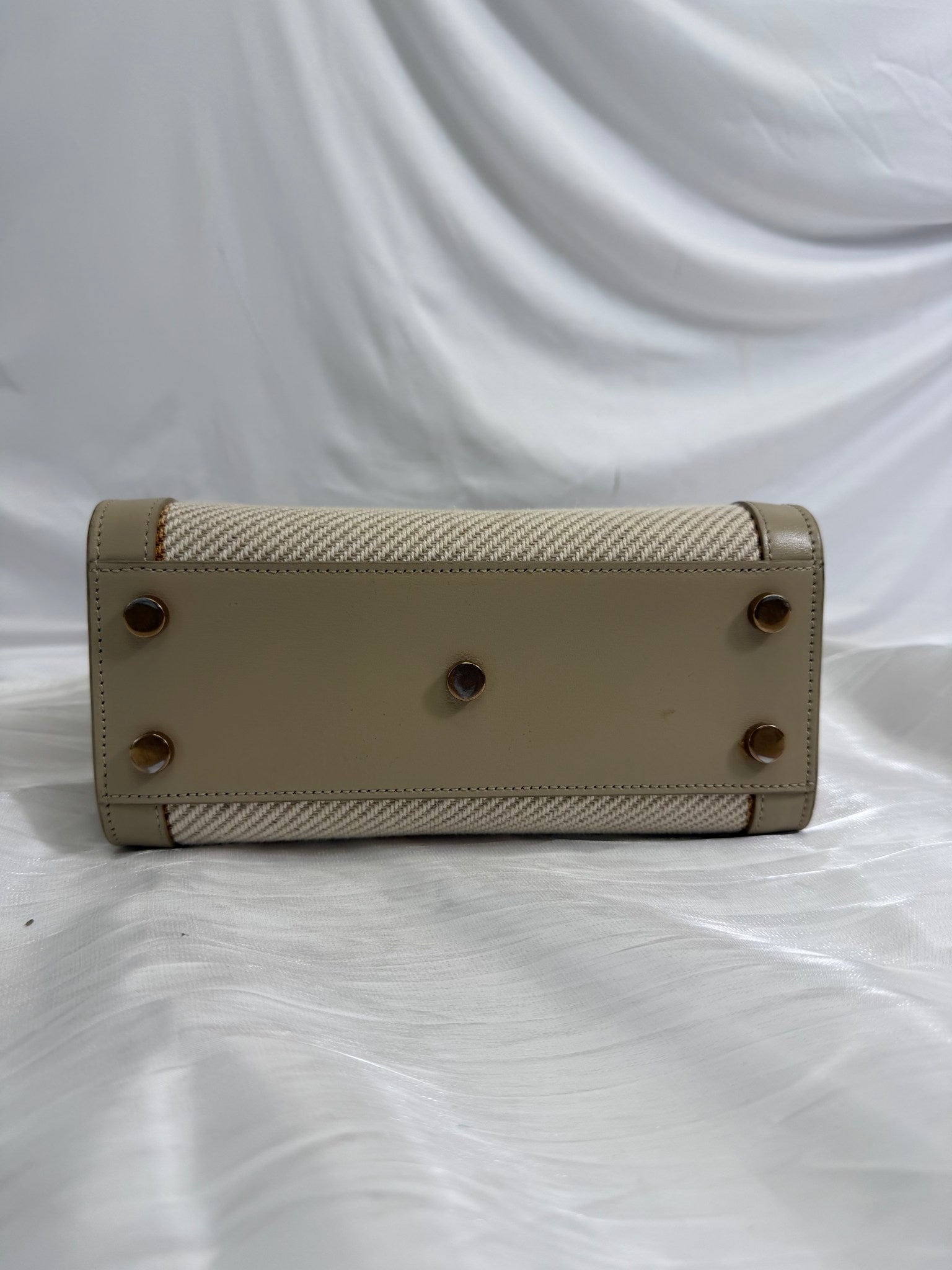 Saint Laurent YSL Beige Canvas x Leather Sac De Jour 2Way Bag