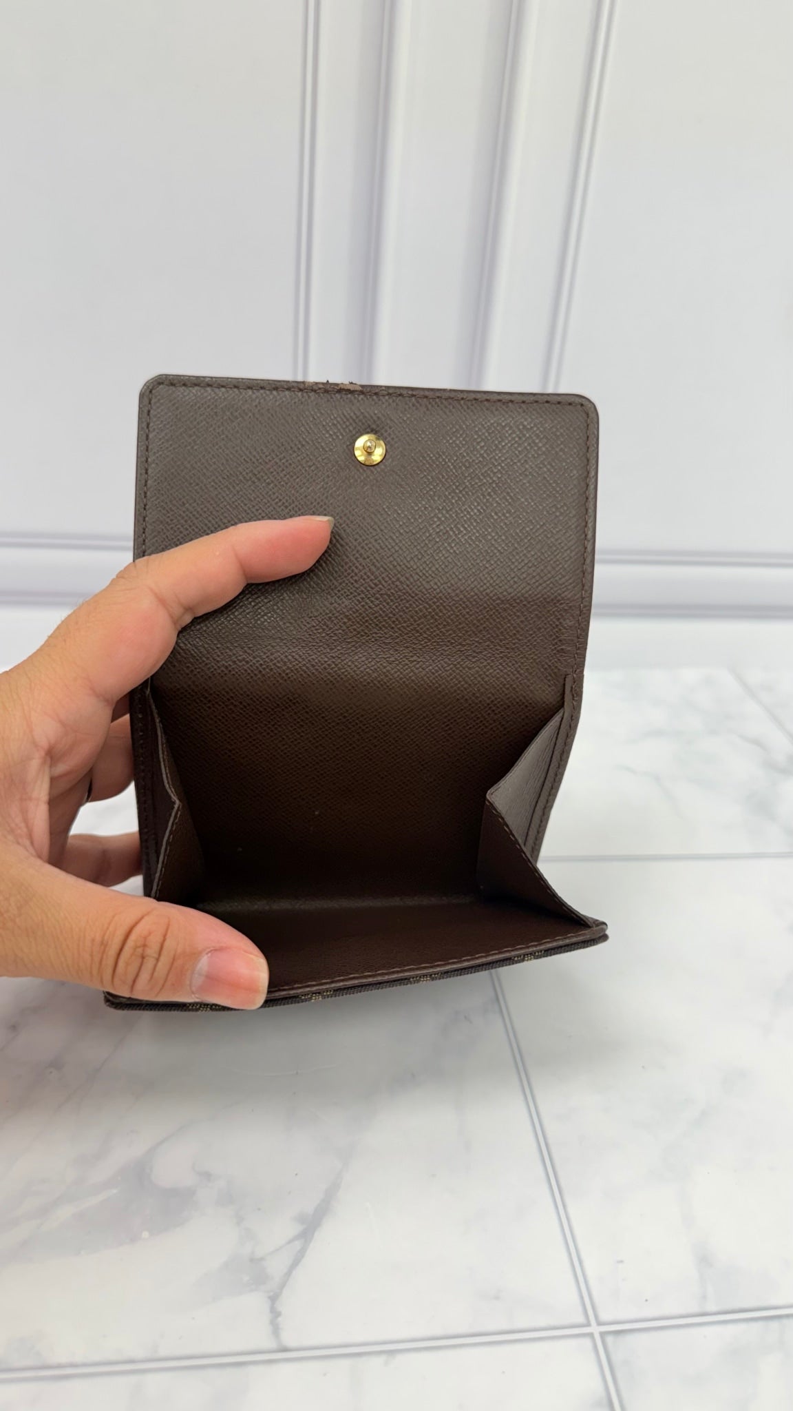 Louis Vuitton Brown Monogram Mini Lin Elise Compact Wallet