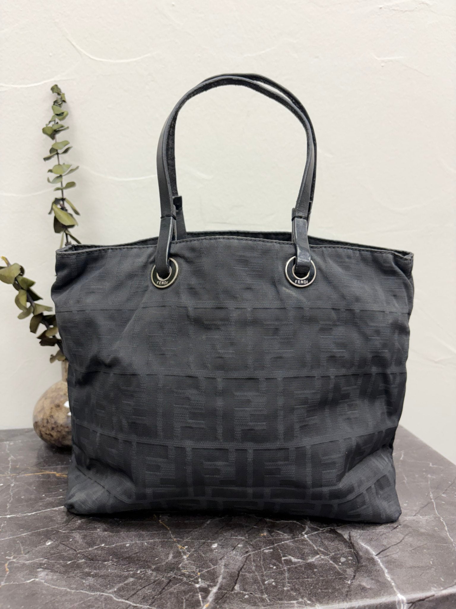 Fendi Black Zucca Canvas Tote Bag