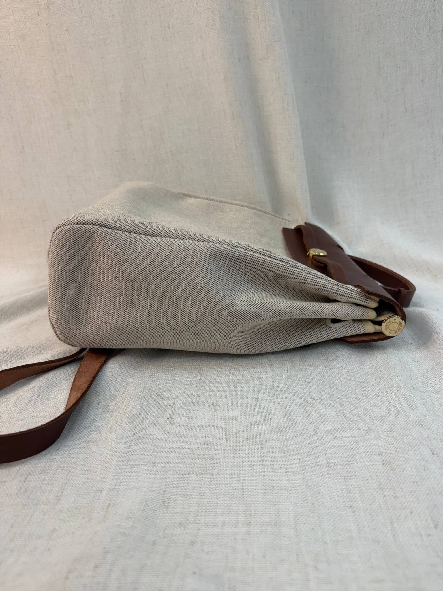 Hermes Tan Canvas Herbag  Backpack