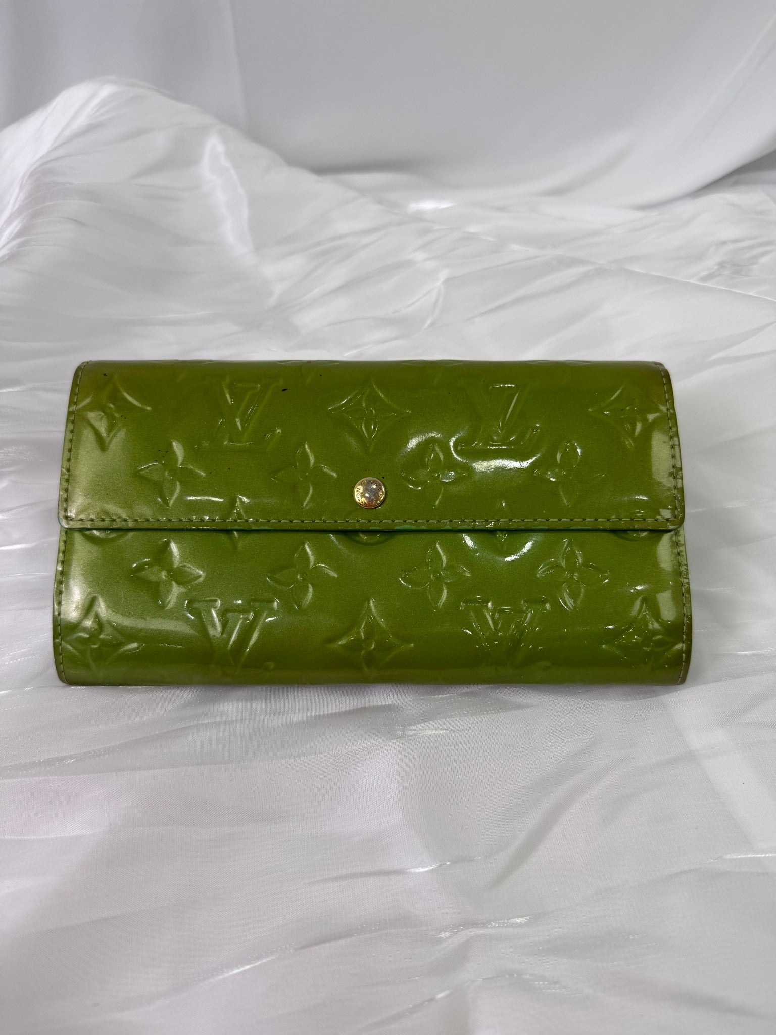 Louis Vuitton Green Vernis Leather Long Snap Wallet