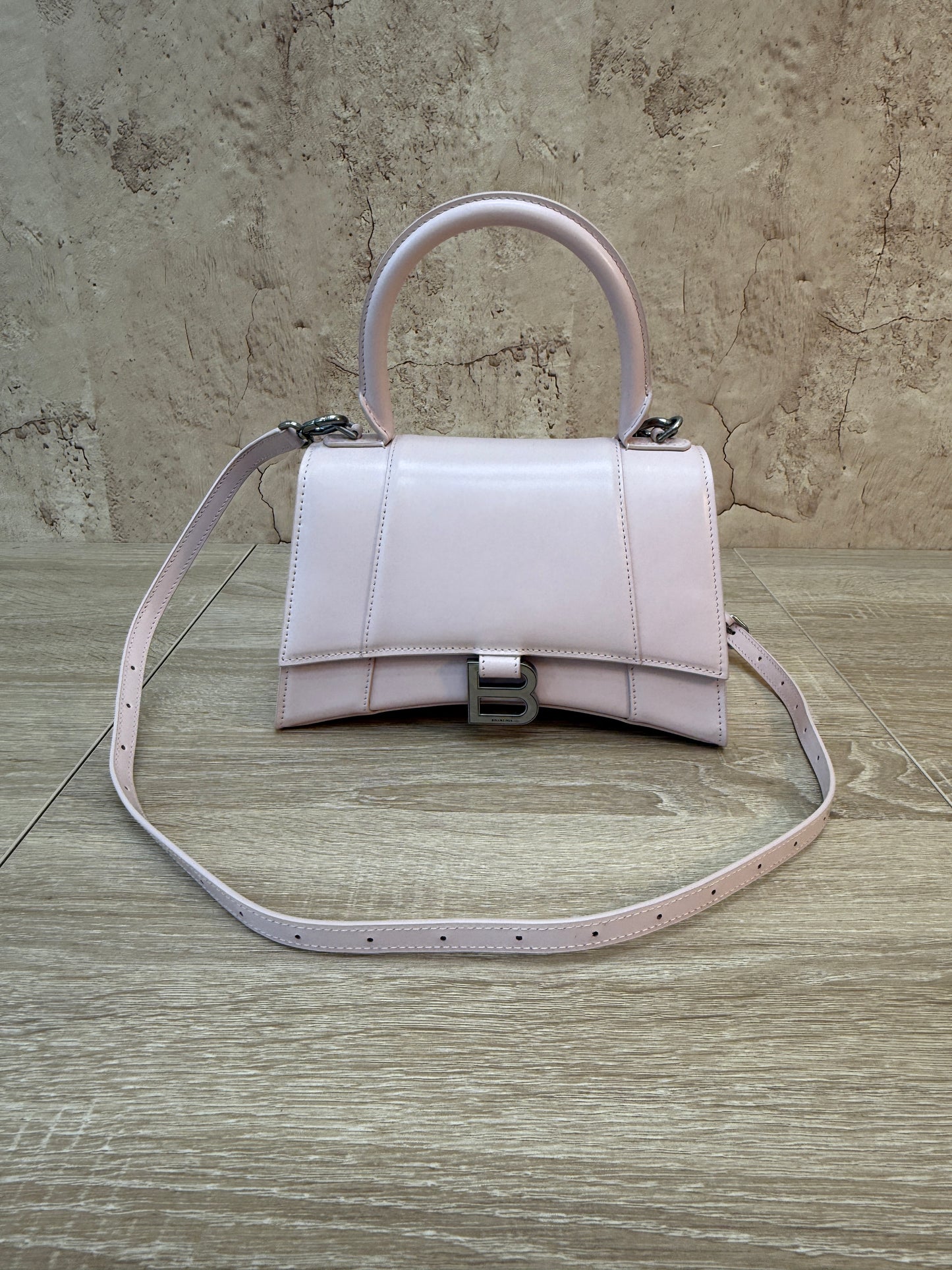 Balenciaga Pink Calfskin Small Hourglass Top Handle Bag