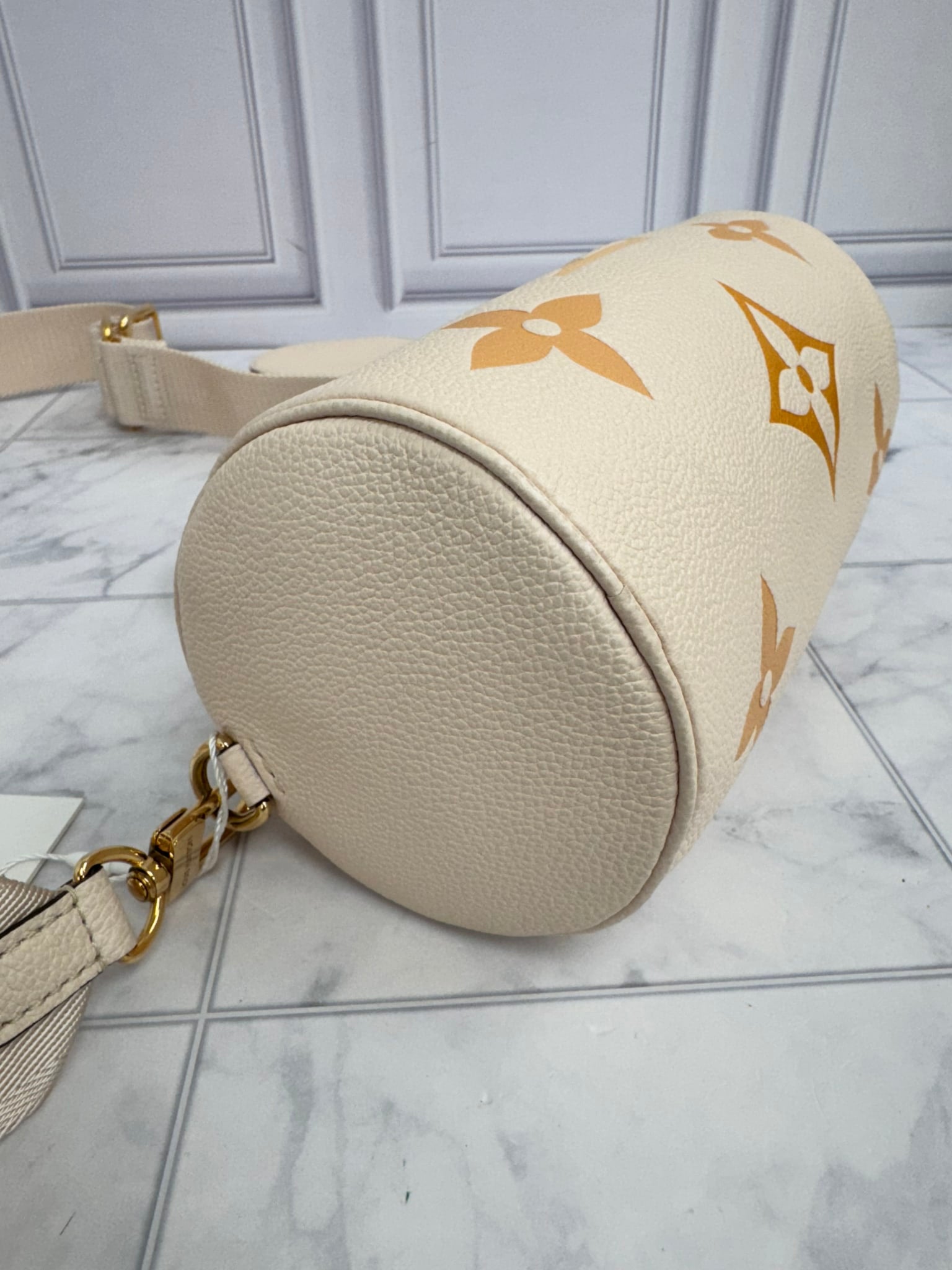 LIKE NEW - Louis Vuitton Beige Monogram Empreinte Giant By The Pool Papillon BB