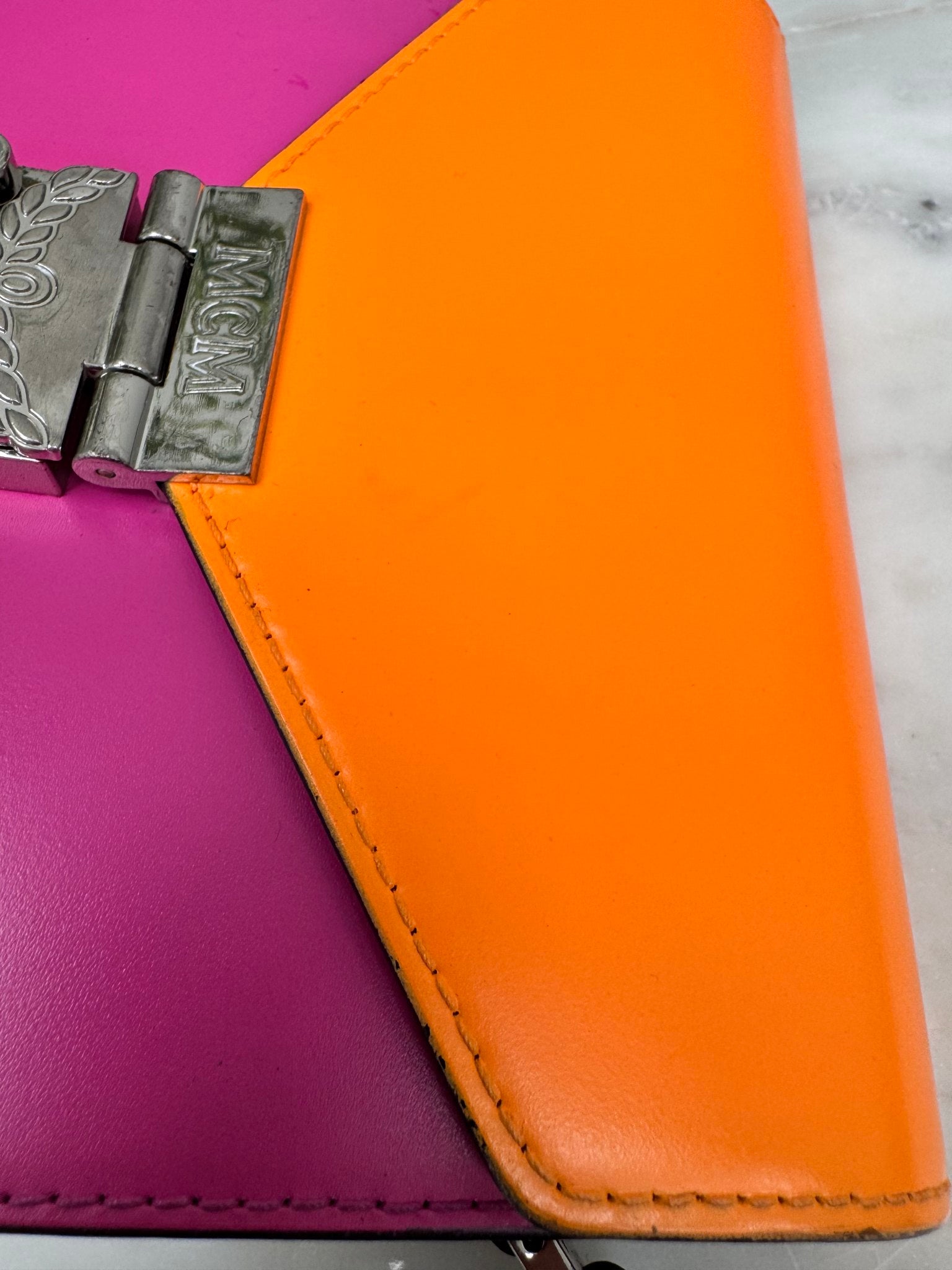 MCM Orange And Pink Leather Patricia Crossbody Bag