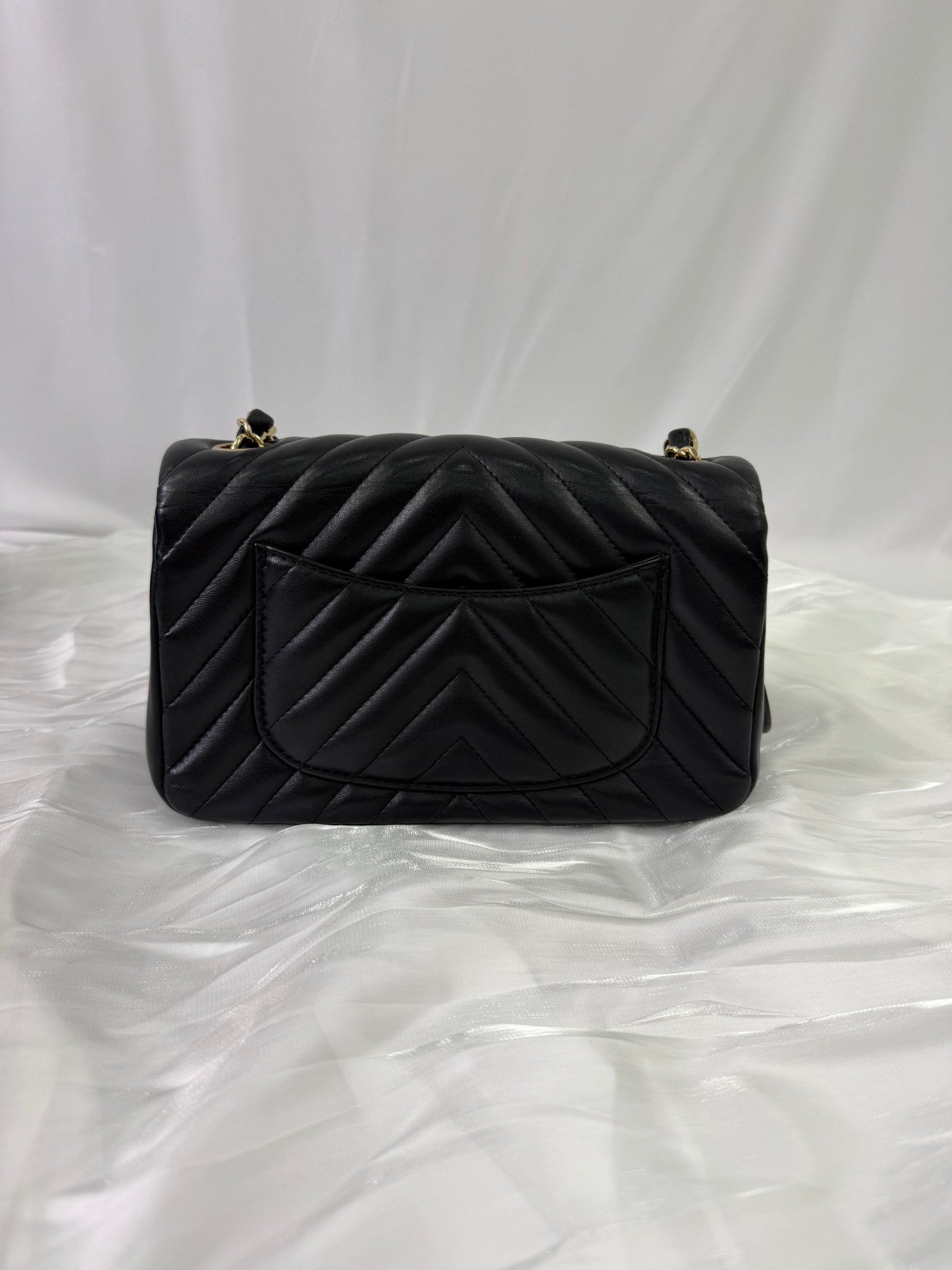 Chanel Black Lambskin Chevron Quilted Handbag