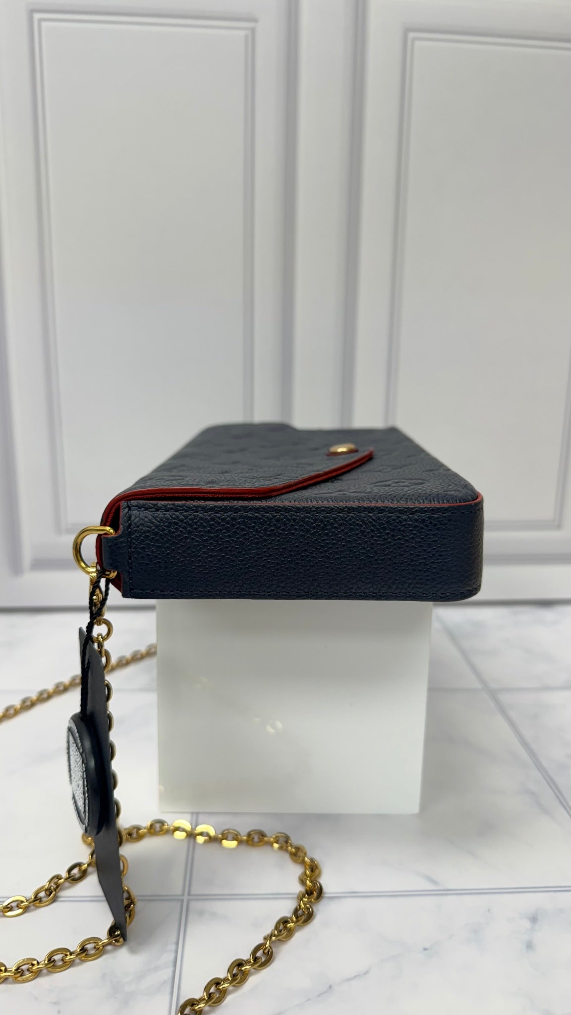 Louis Vuitton Navy Blue Monogram Empreinte Leather Pochette Felicie Crossbody
