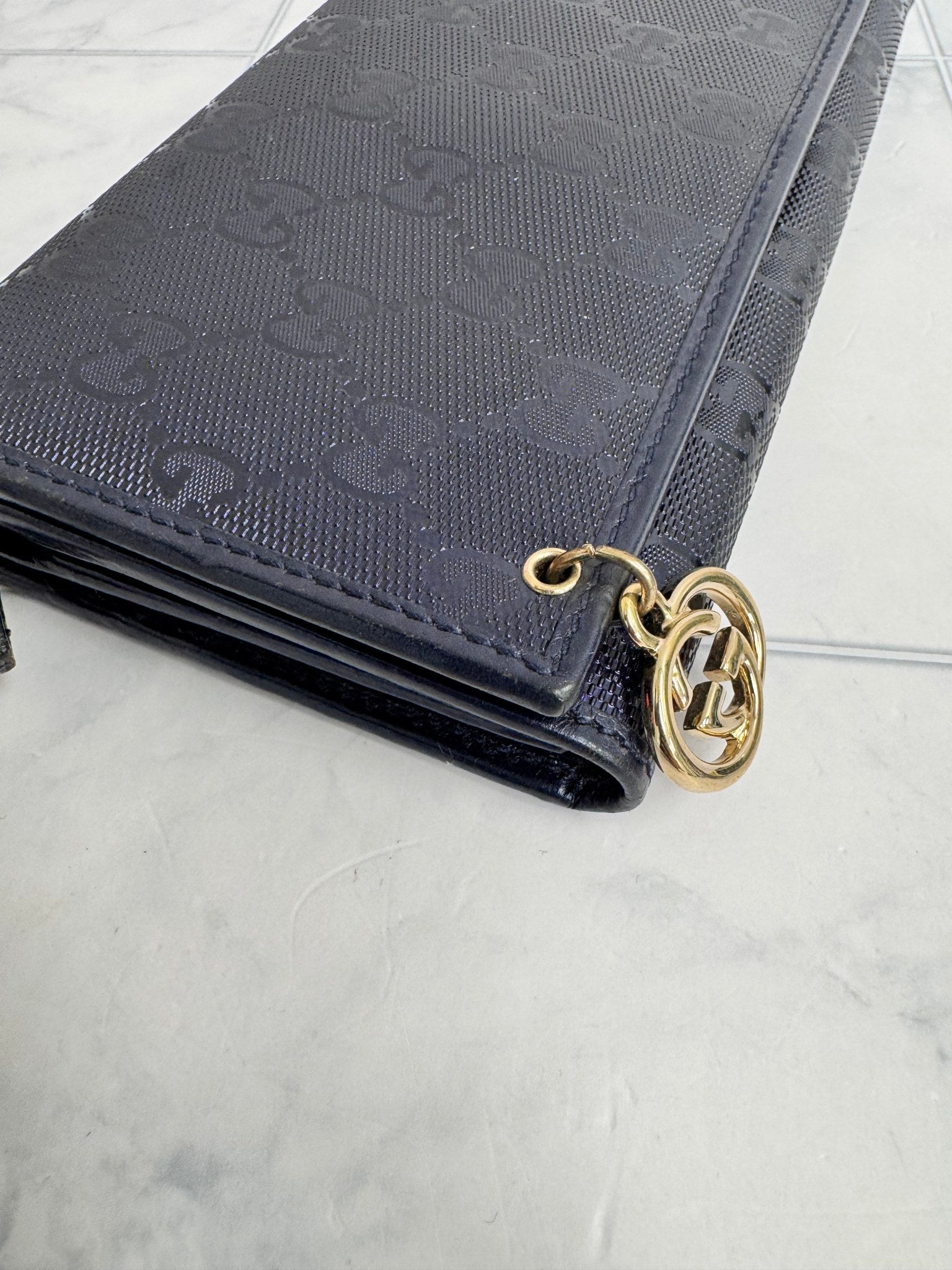 Gucci Navy Blue GG Imprime Long Wallet