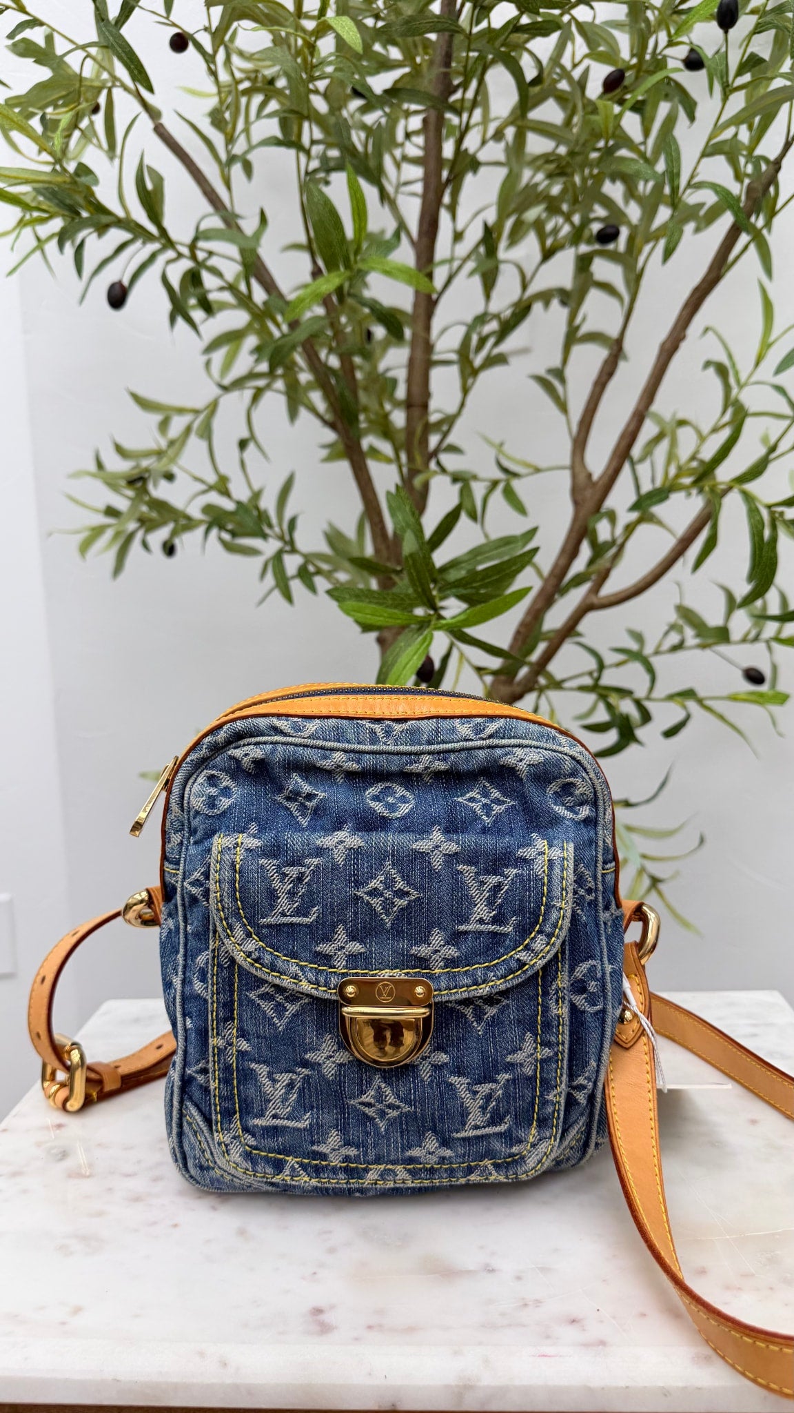 Louis Vuitton Blue Denim Monogram Camera Bag 