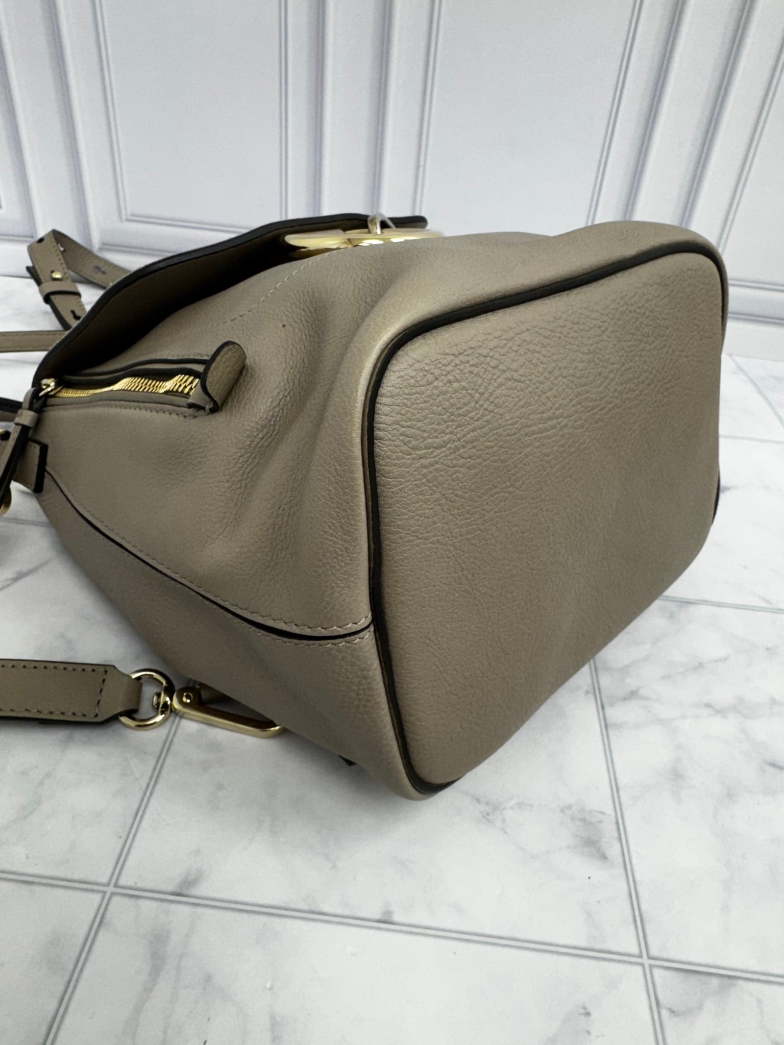 Chloe Taupe Grained Leather Small Faye Backpack