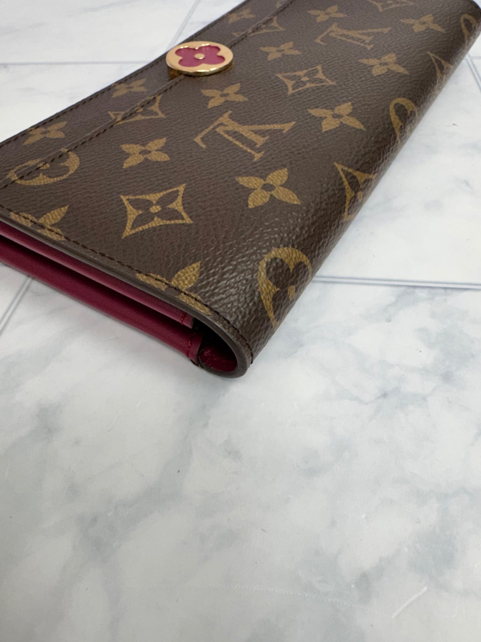 Louis Vuitton Monogram And Fuchsia Portefeuille Flore Long Wallet 