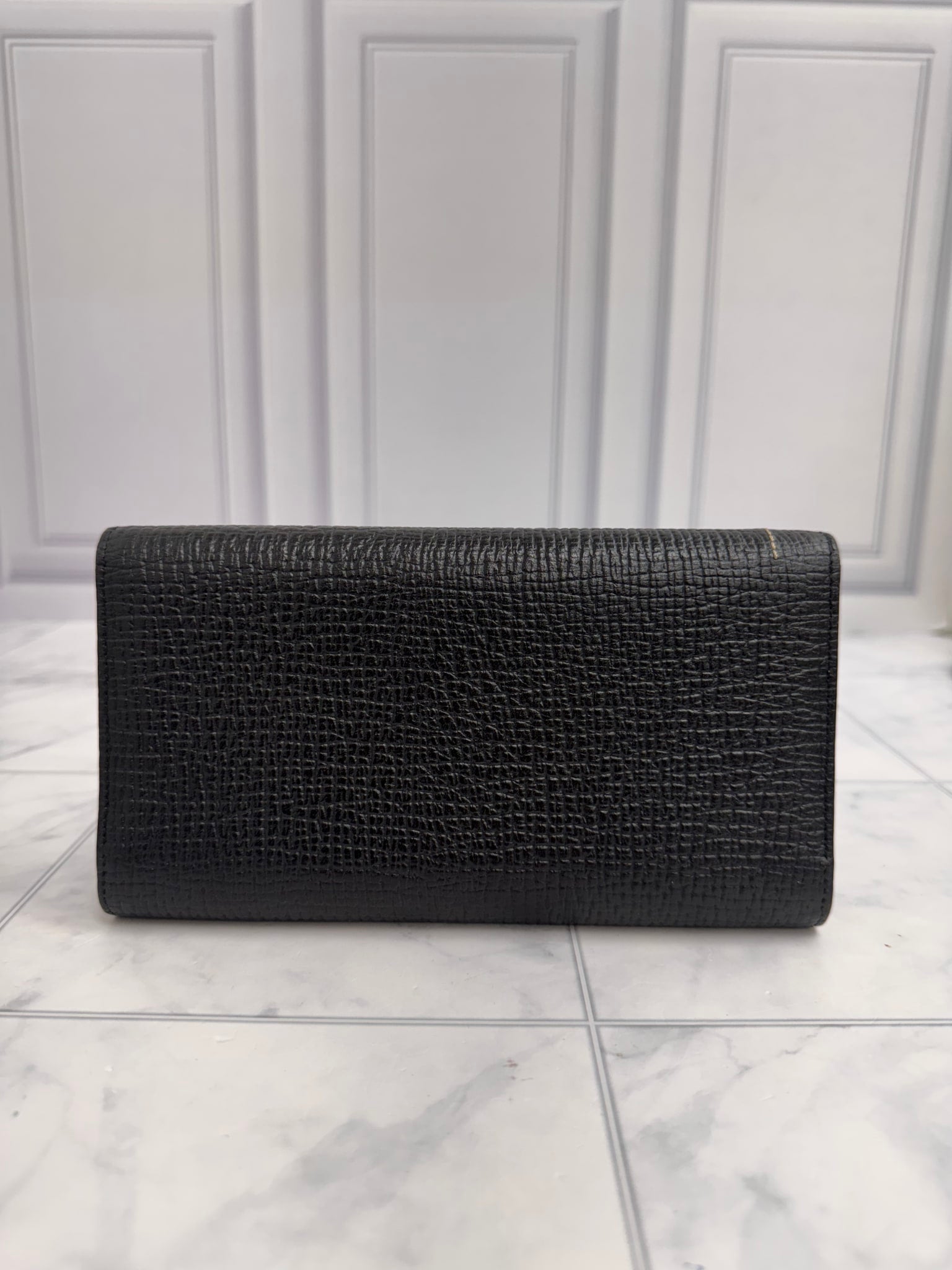Loewe Black Grained Leather Long Wallet