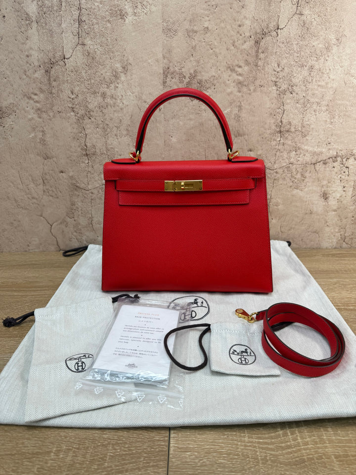 BRAND NEW- Hermes Rouge Tomate Epsom Leather Kelly Sellier 28