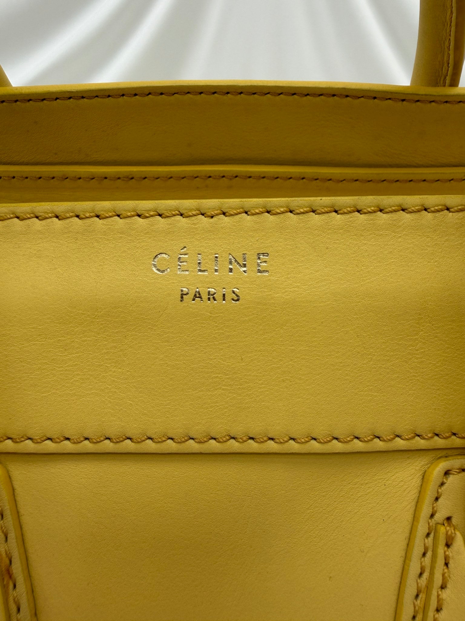 Celine Yellow Leather Mini Luggge Handbag