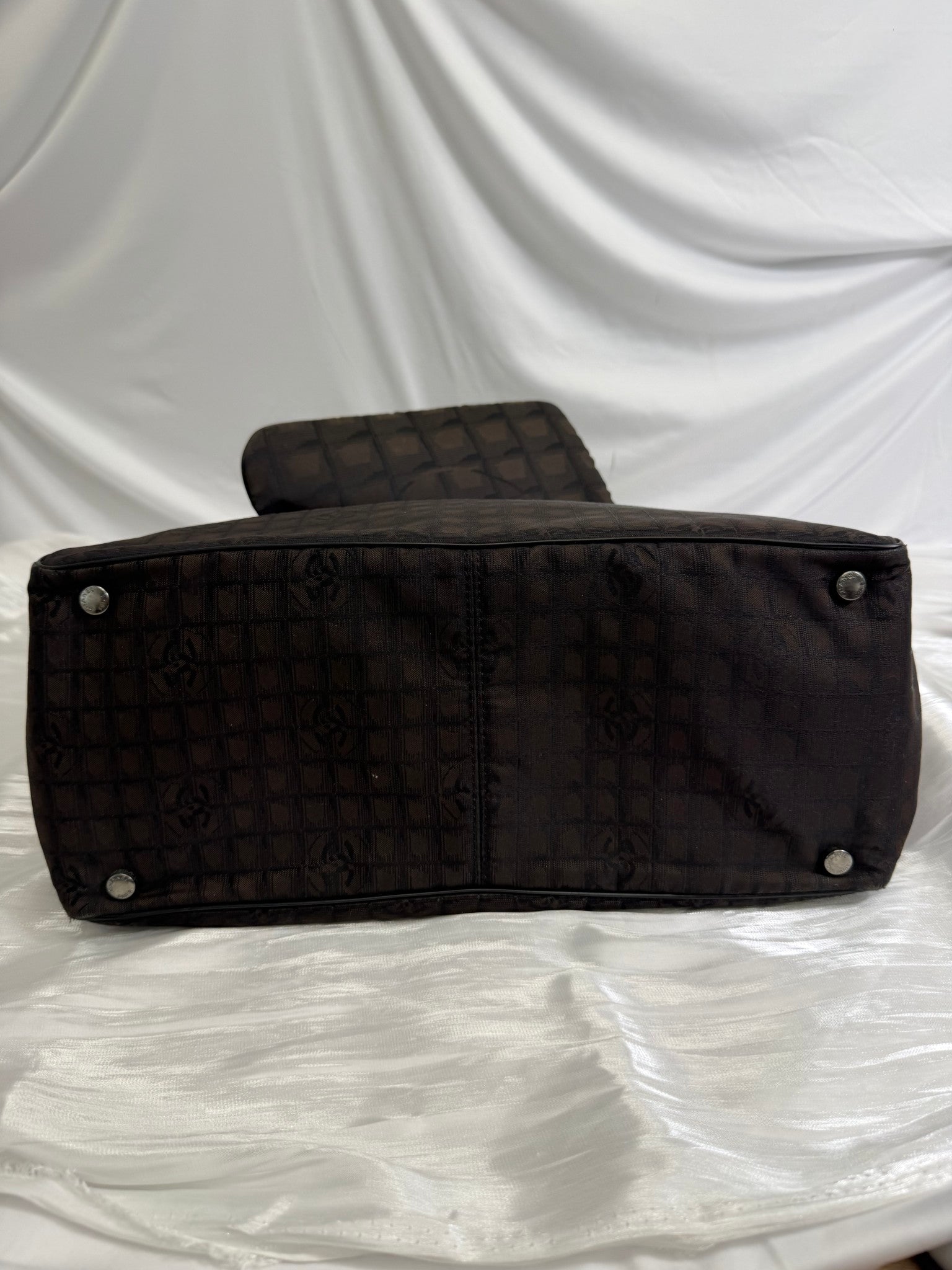 Chanel Dark Brown Nylon Travel Line Tote