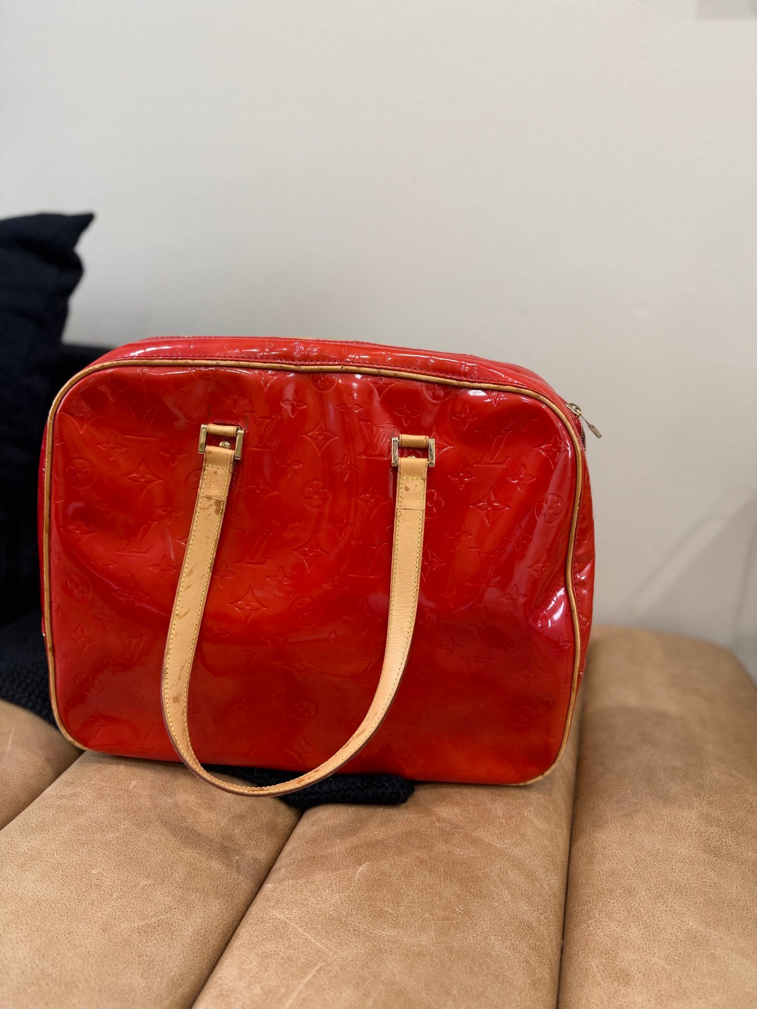 Louis Vuitton Red Vernis Sutton Shoulder Bag