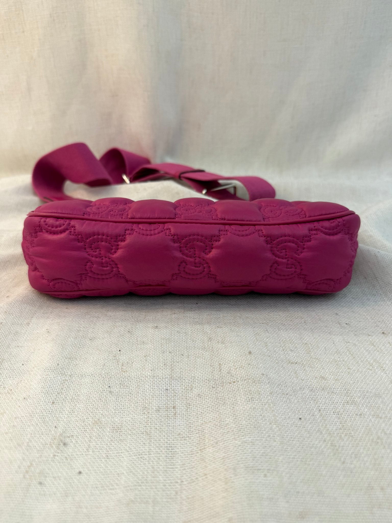 Gucci Pink Nylon GG Matelasse Quilted Shoulder Bag 