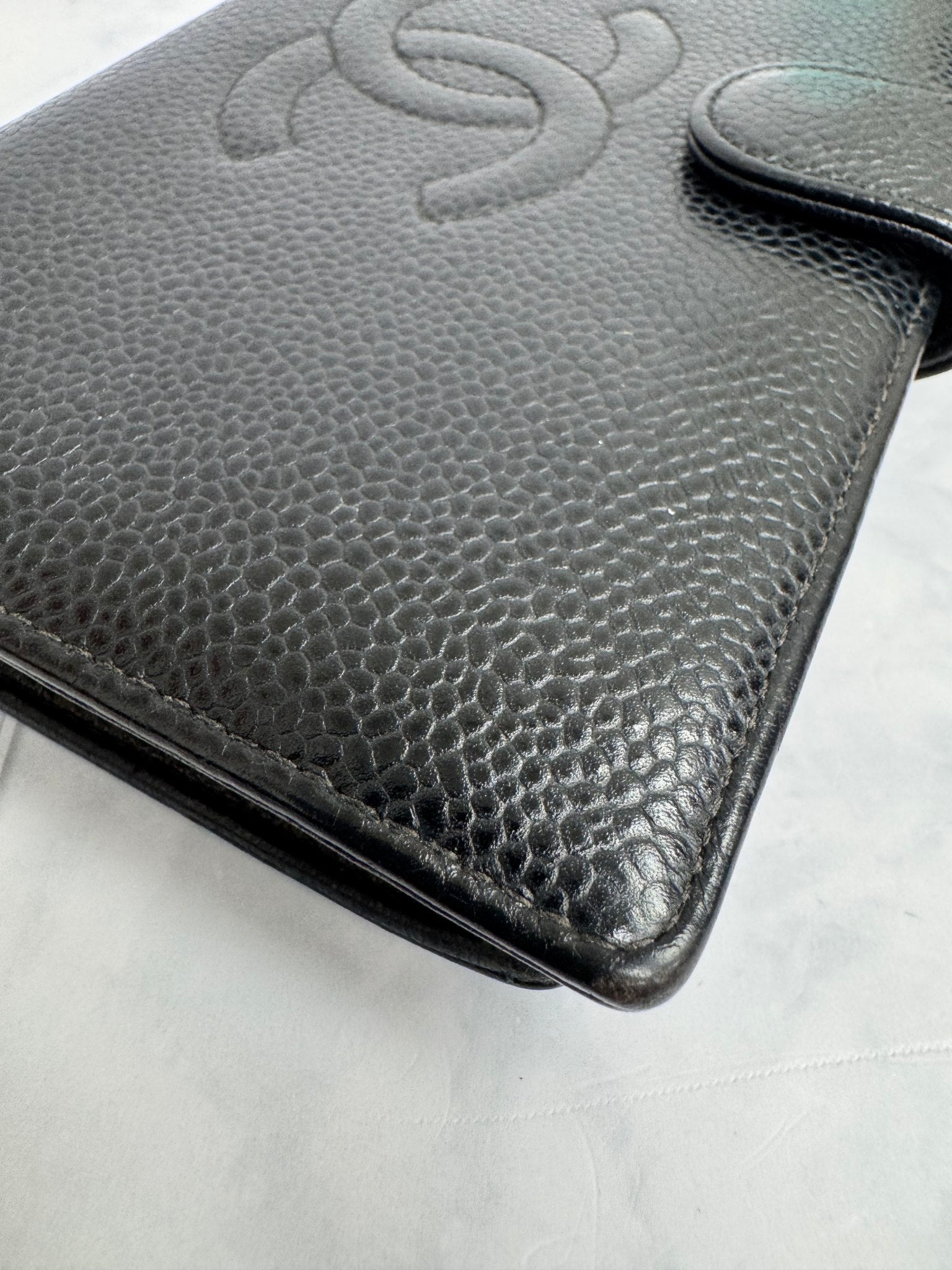 Chanel Black Caviar Leather Long Wallet