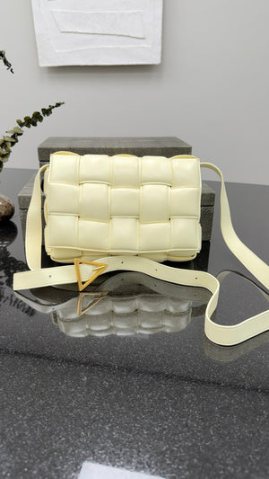 Bottega Veneta Pale Yellow Padded Cassette Crossbody Bag