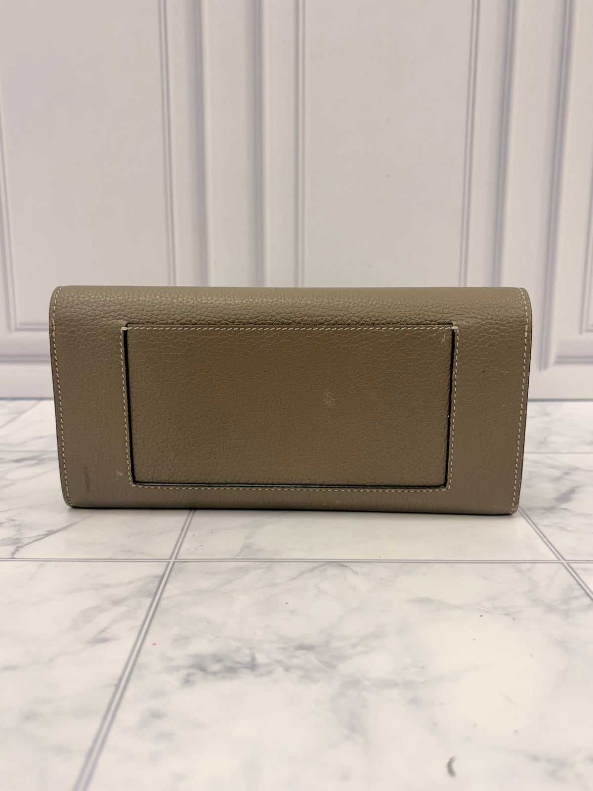 Celine Taupe Leather Large Flap Long Wallet