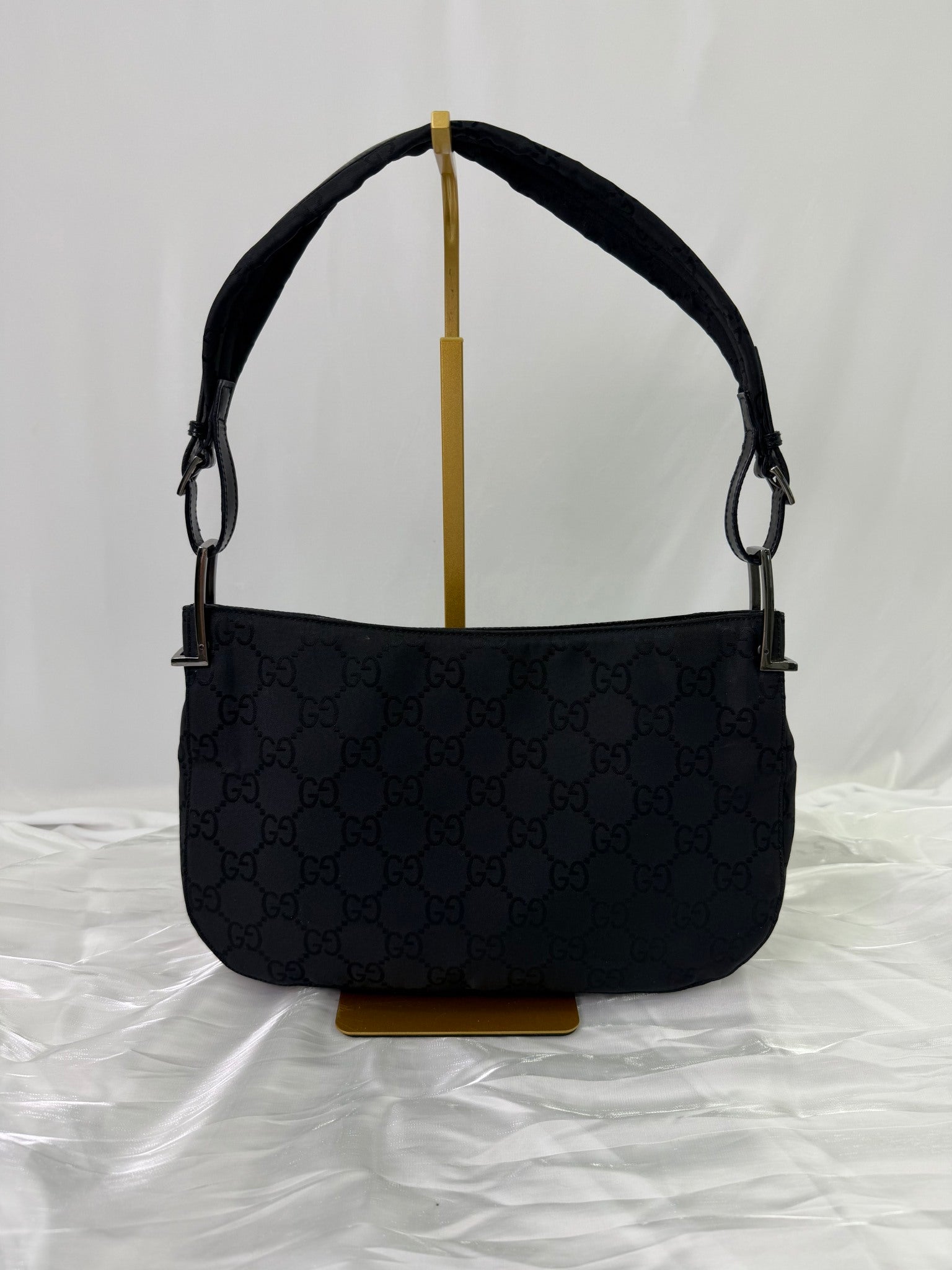Gucci Black Nylon GG Print Shoulder Bag