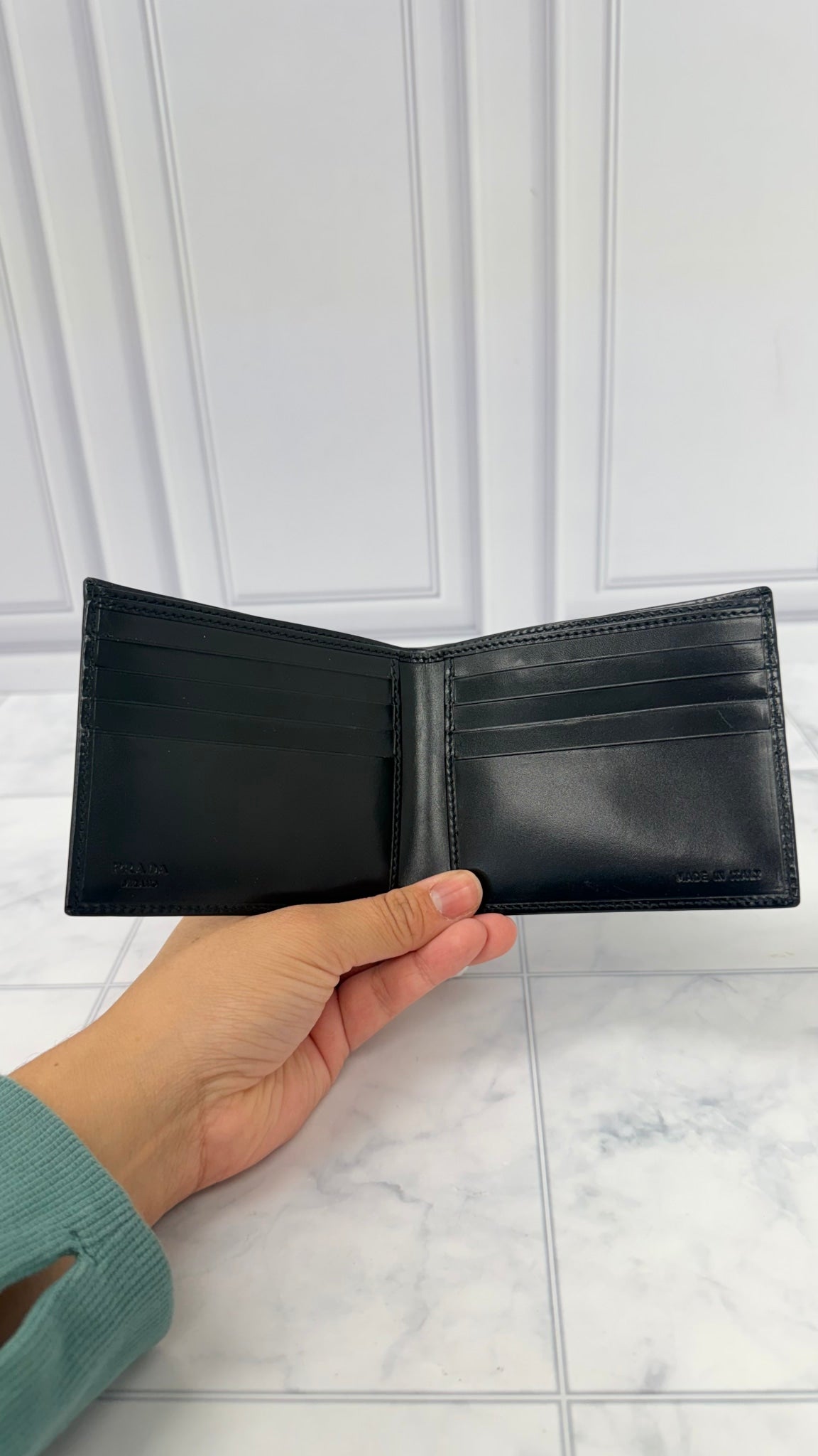LIKE NEW - Prada Black Leather Bifold Wallet 