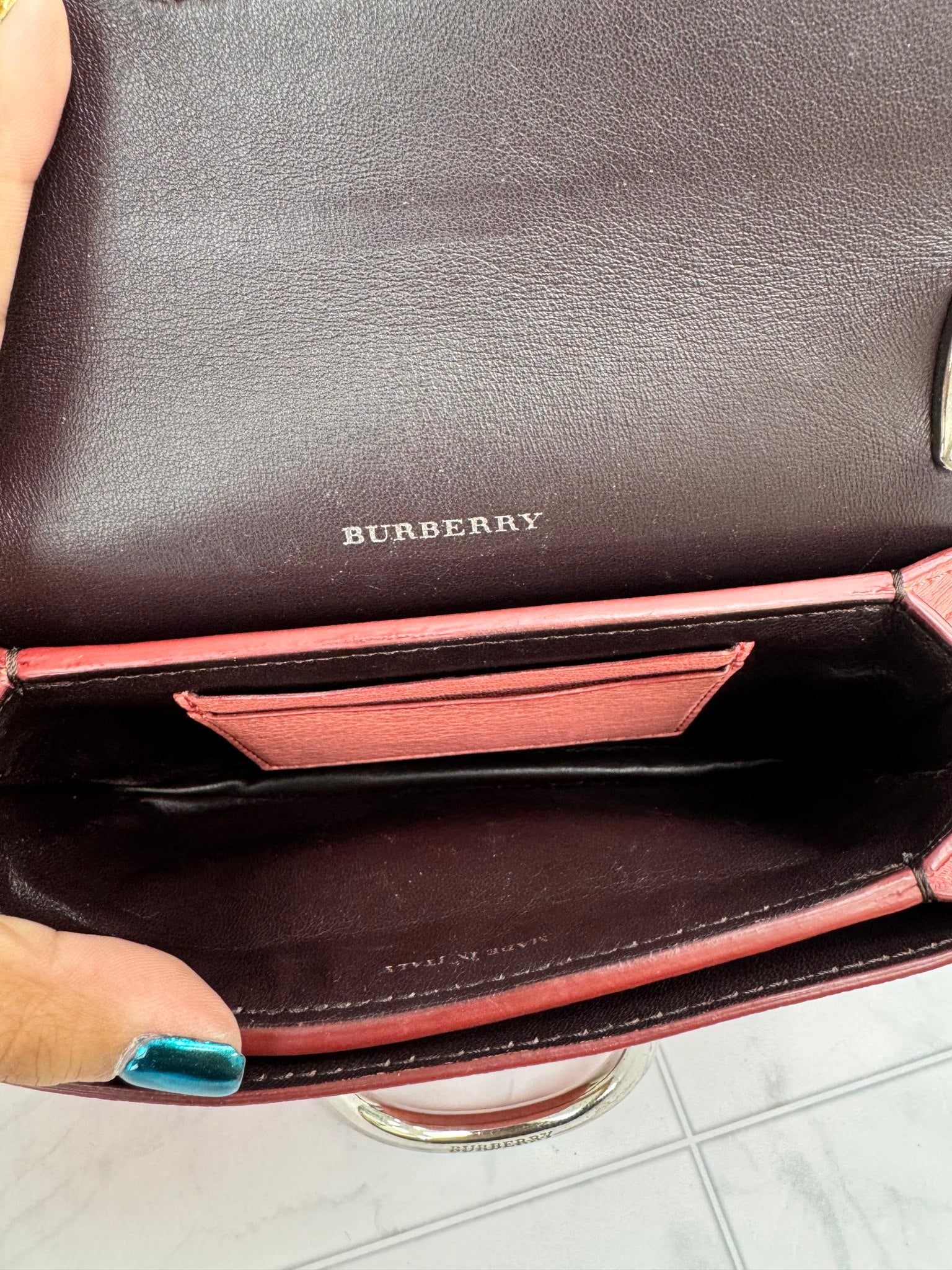 Burberry Pink Grained Leather D-Ring Shoulder bag