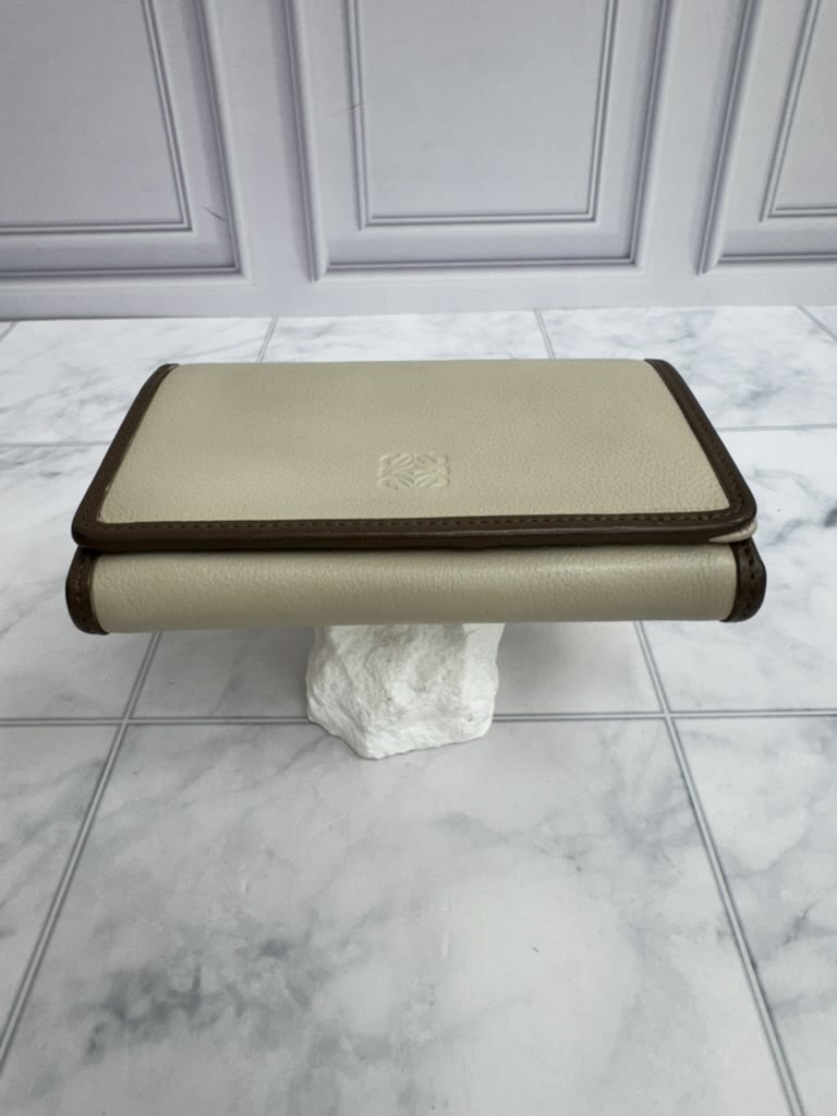 Loewe Beige Leather Compact Wallet