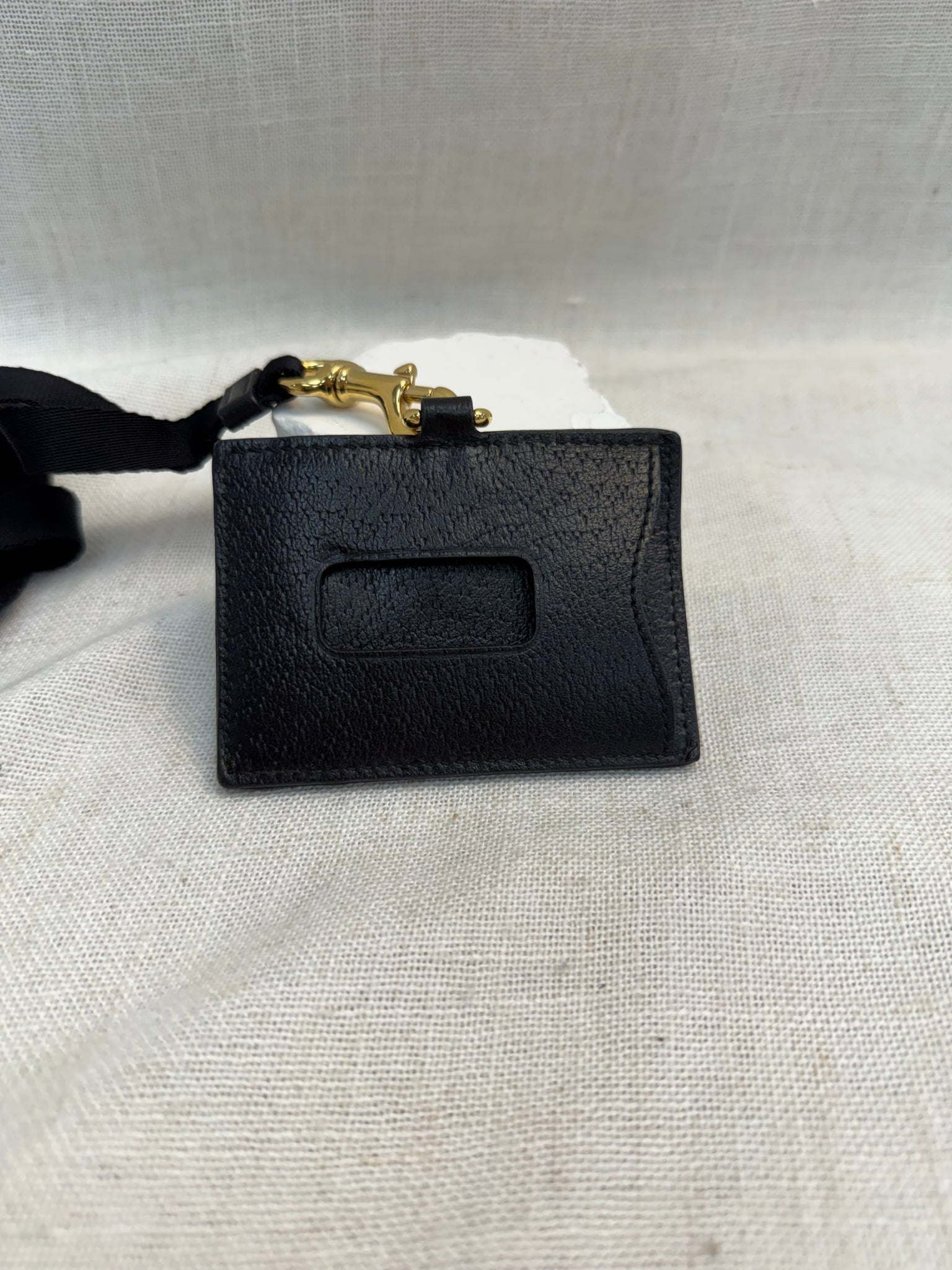 Gucci Black Leather Marina Card Case Lanyard