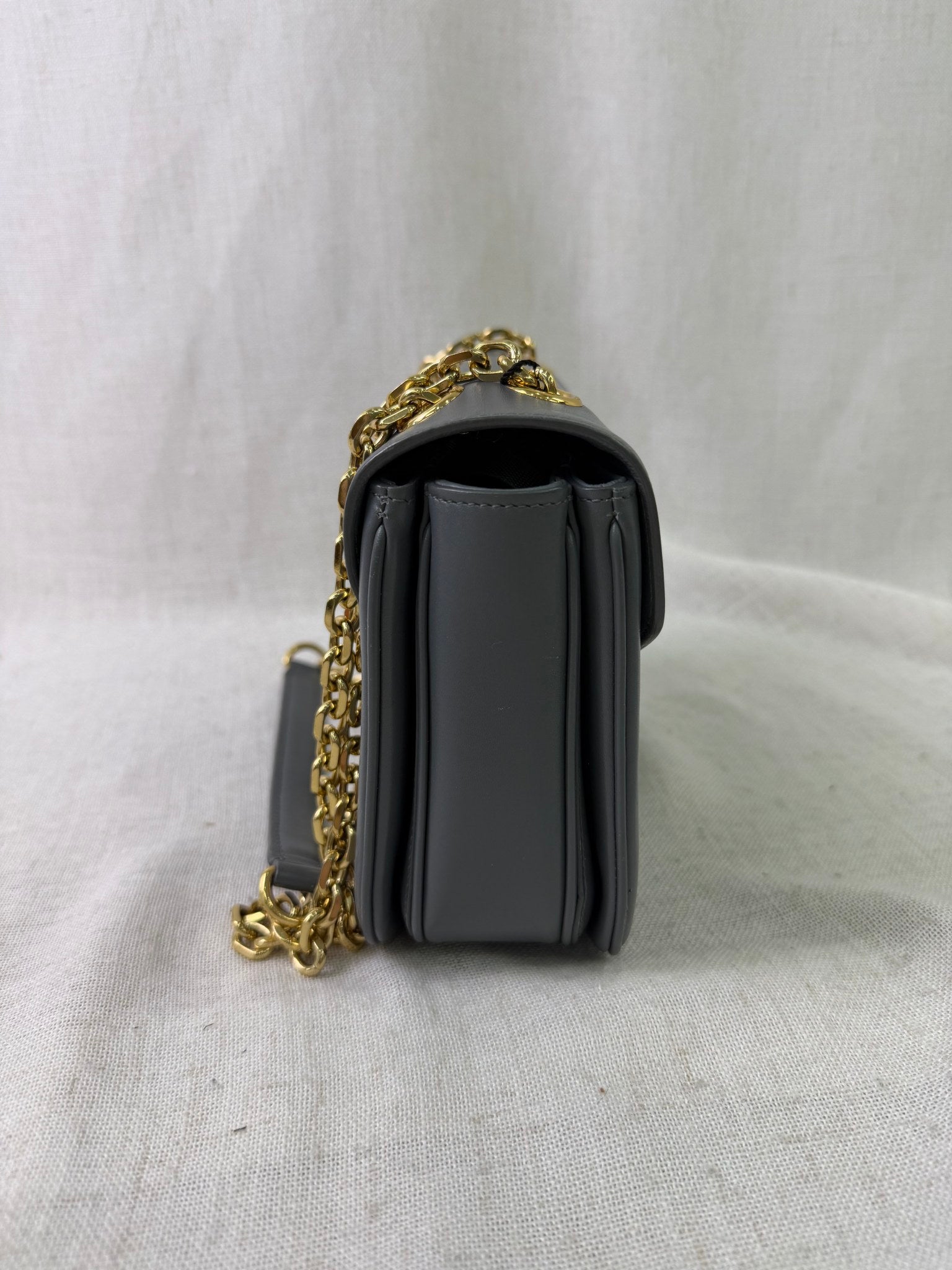 Celine Gray Leather Small C Shoulder Bag