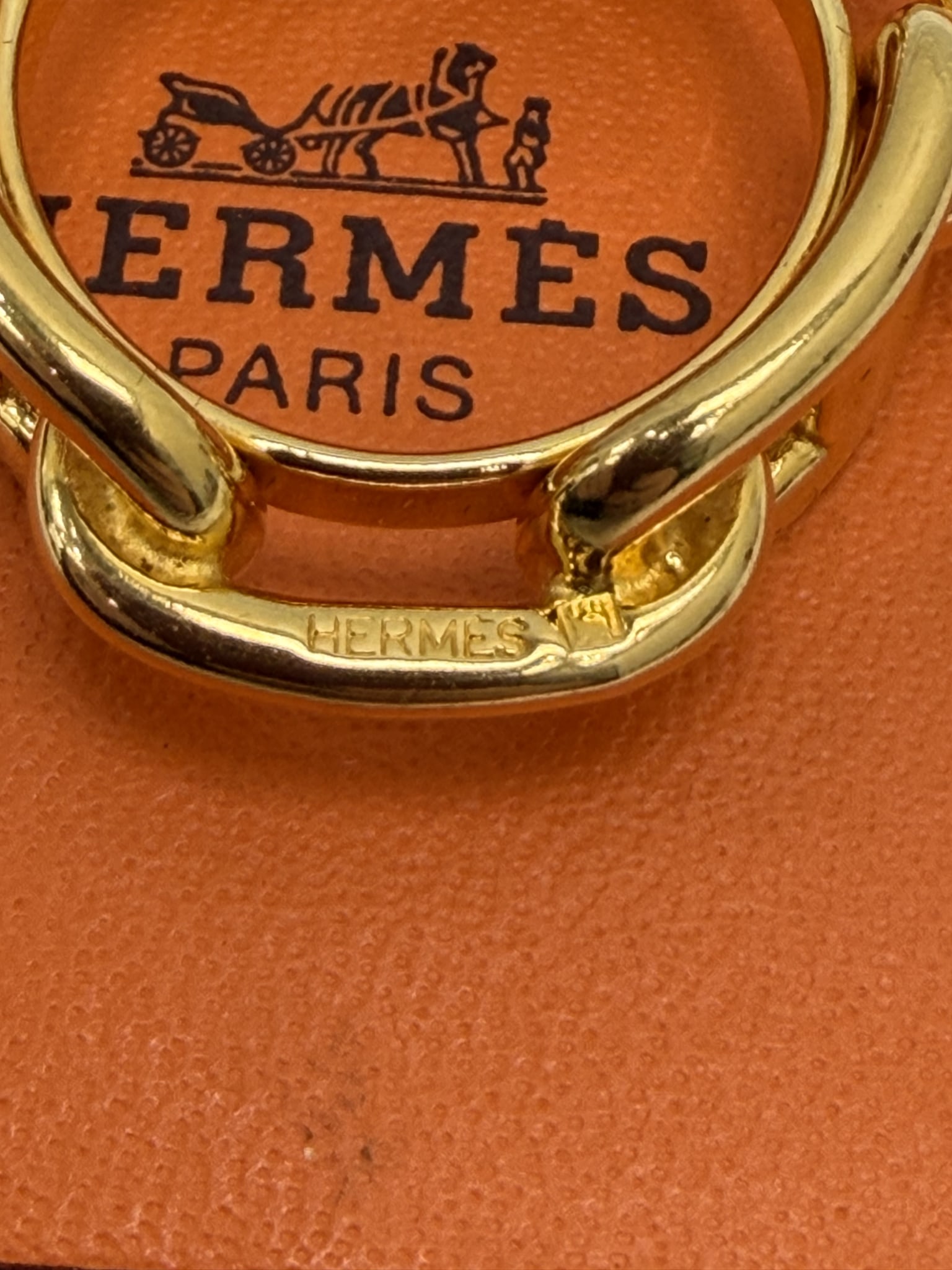 Hermes Gold Tone Chain Link Scarf Ring