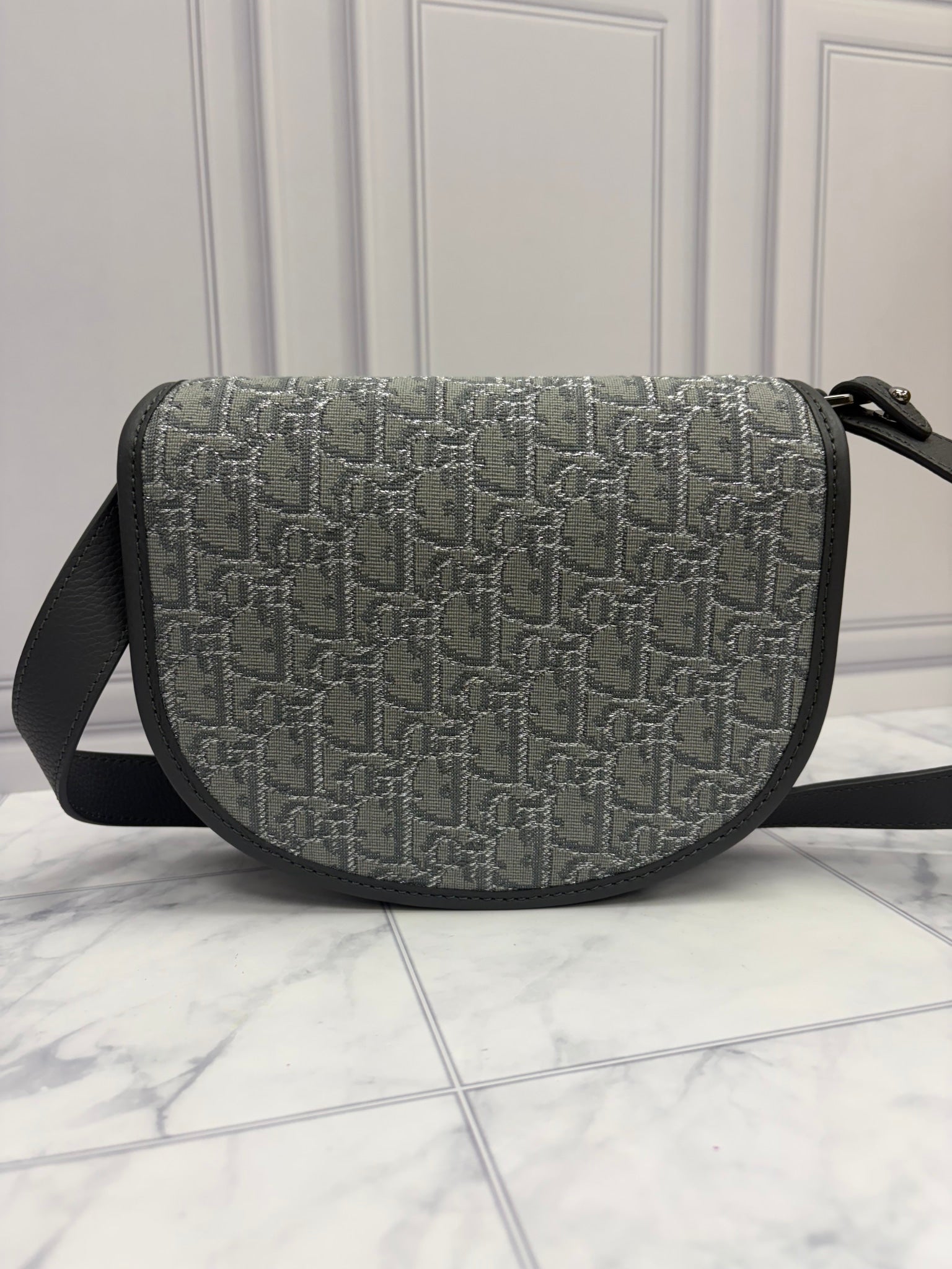 Christian Dior Grey Jacquard Gallop Bag