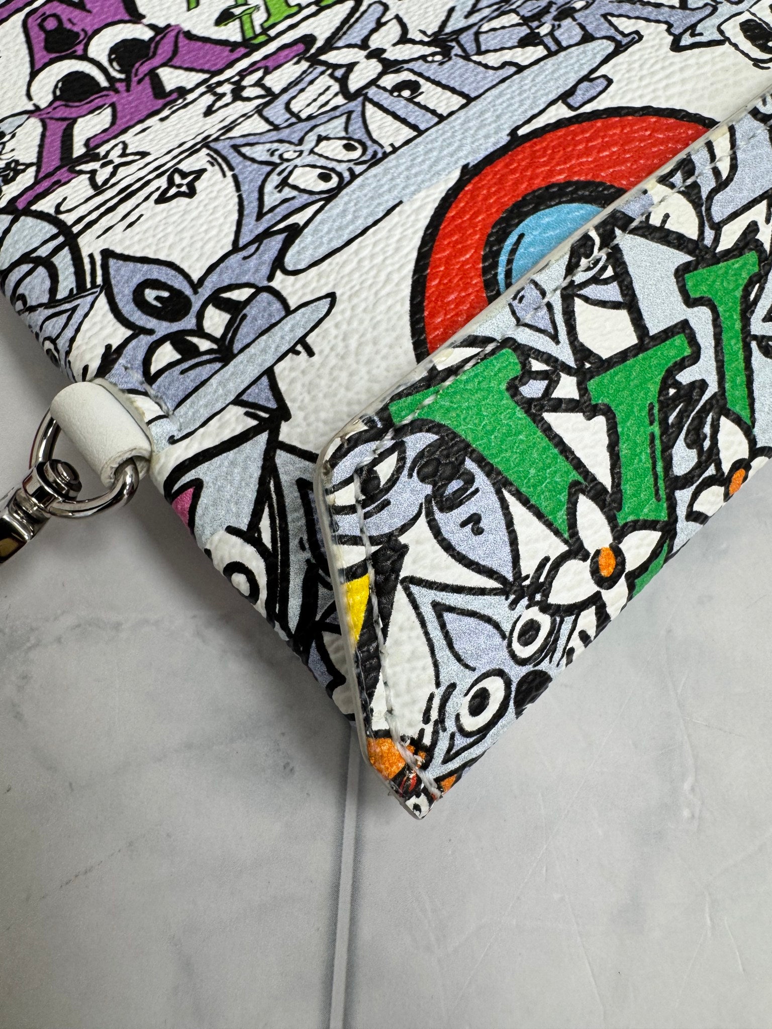 Louis Vuitton White Multicolor Monogram Comics Envelope Pouch