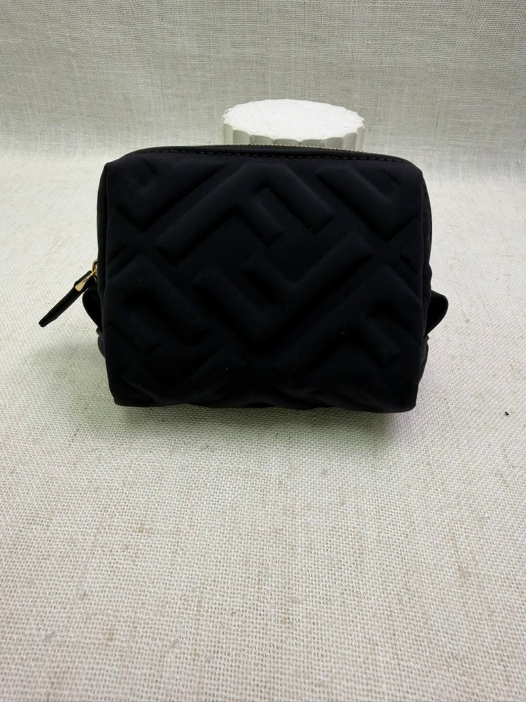 Fendi Black Embossed Zucca Zippy Pouch