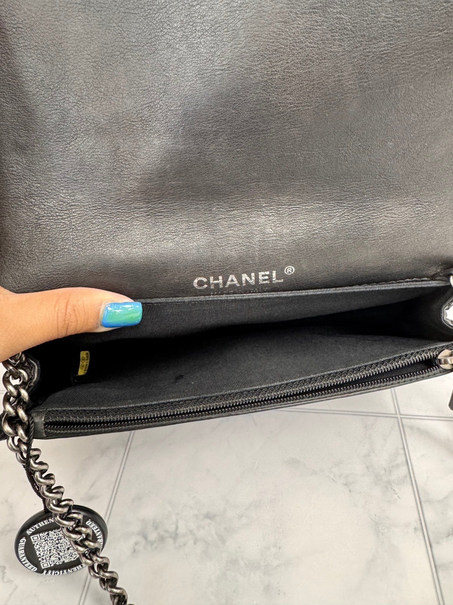 Chanel Black Reverso Boy Wallet On A Chain