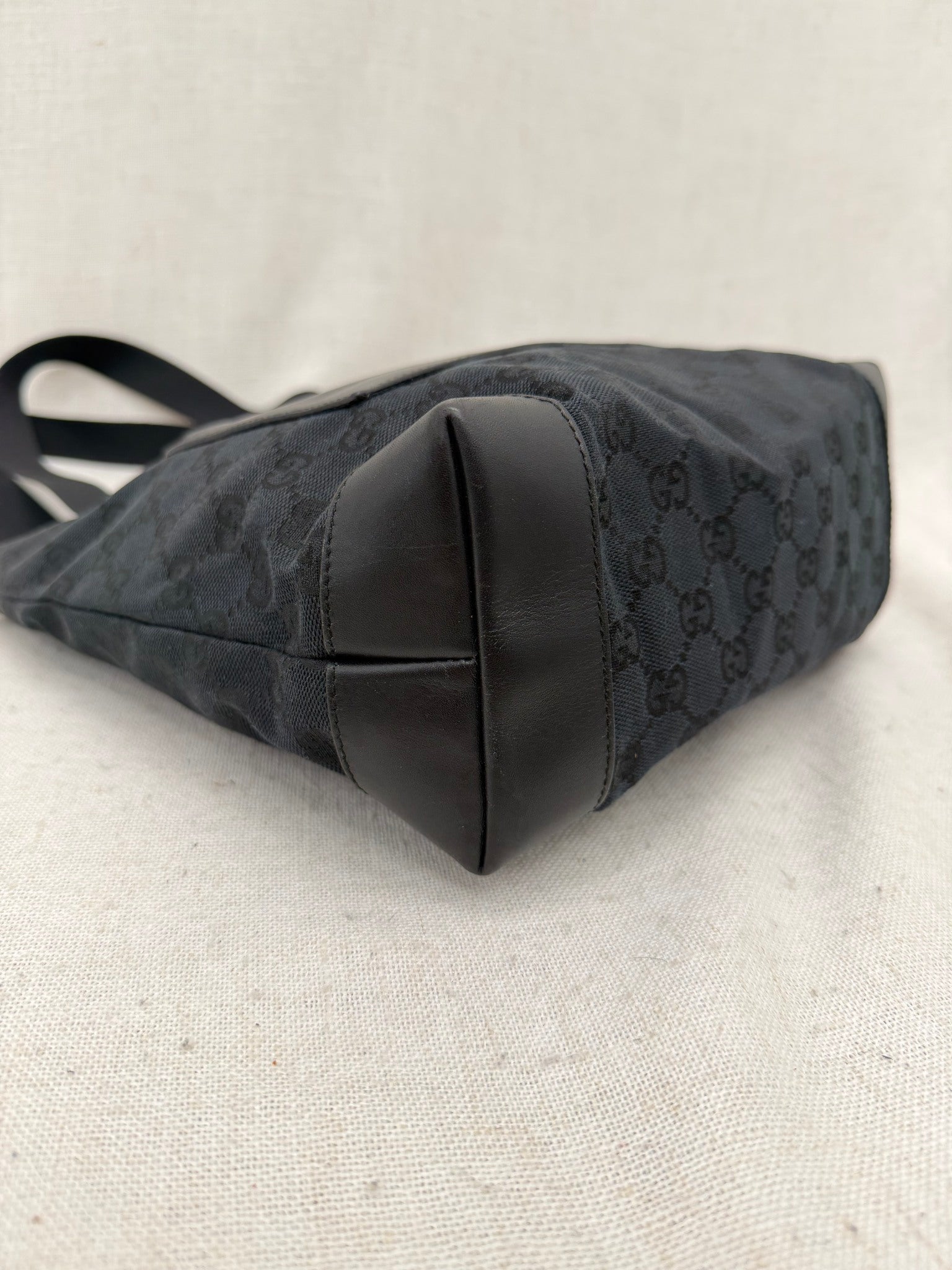 Gucci Black GG Canvas & Leather Tote Bag