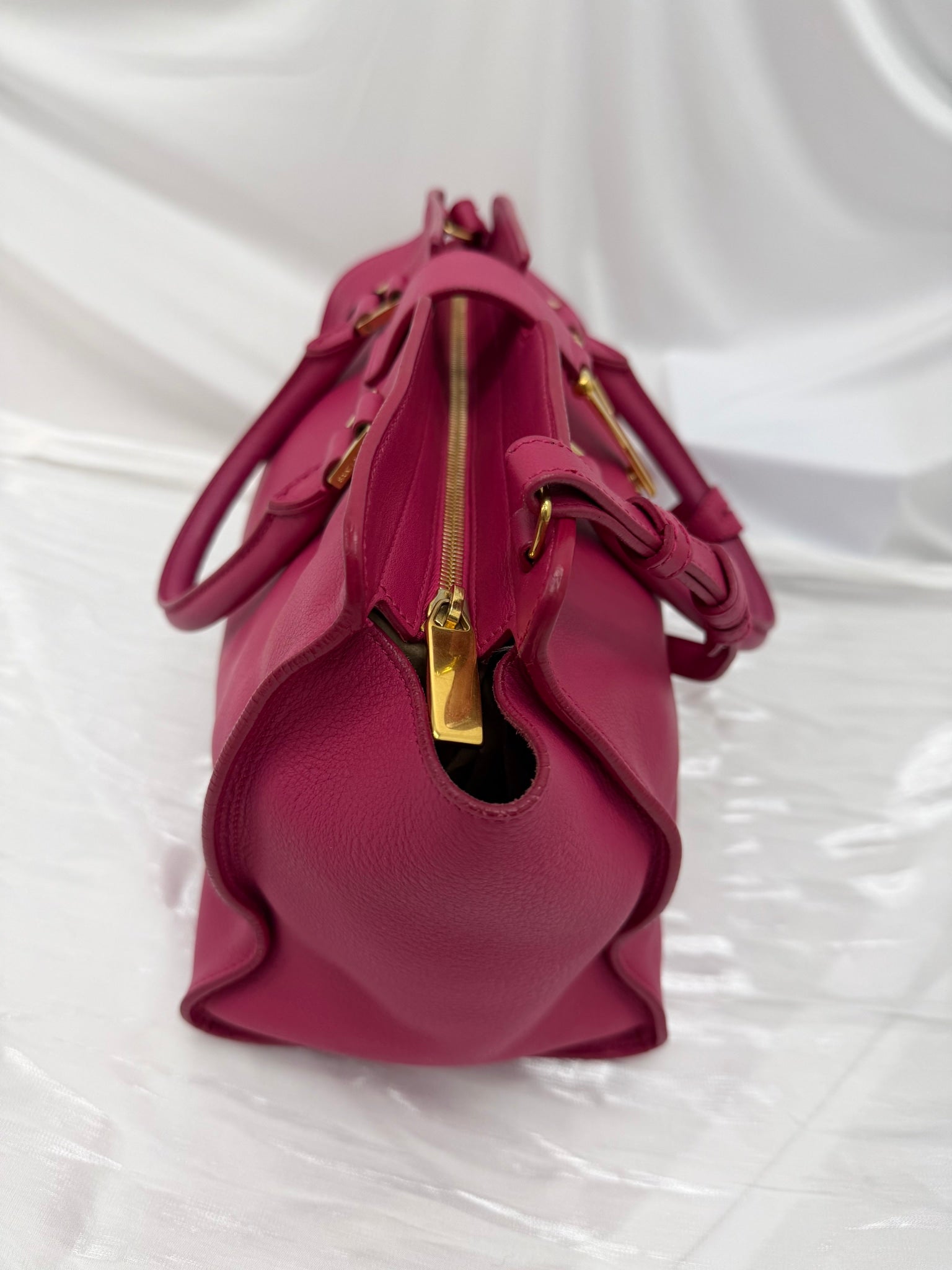 Saint Laurent YSL Dark Pink Leather Classic Y Handbag