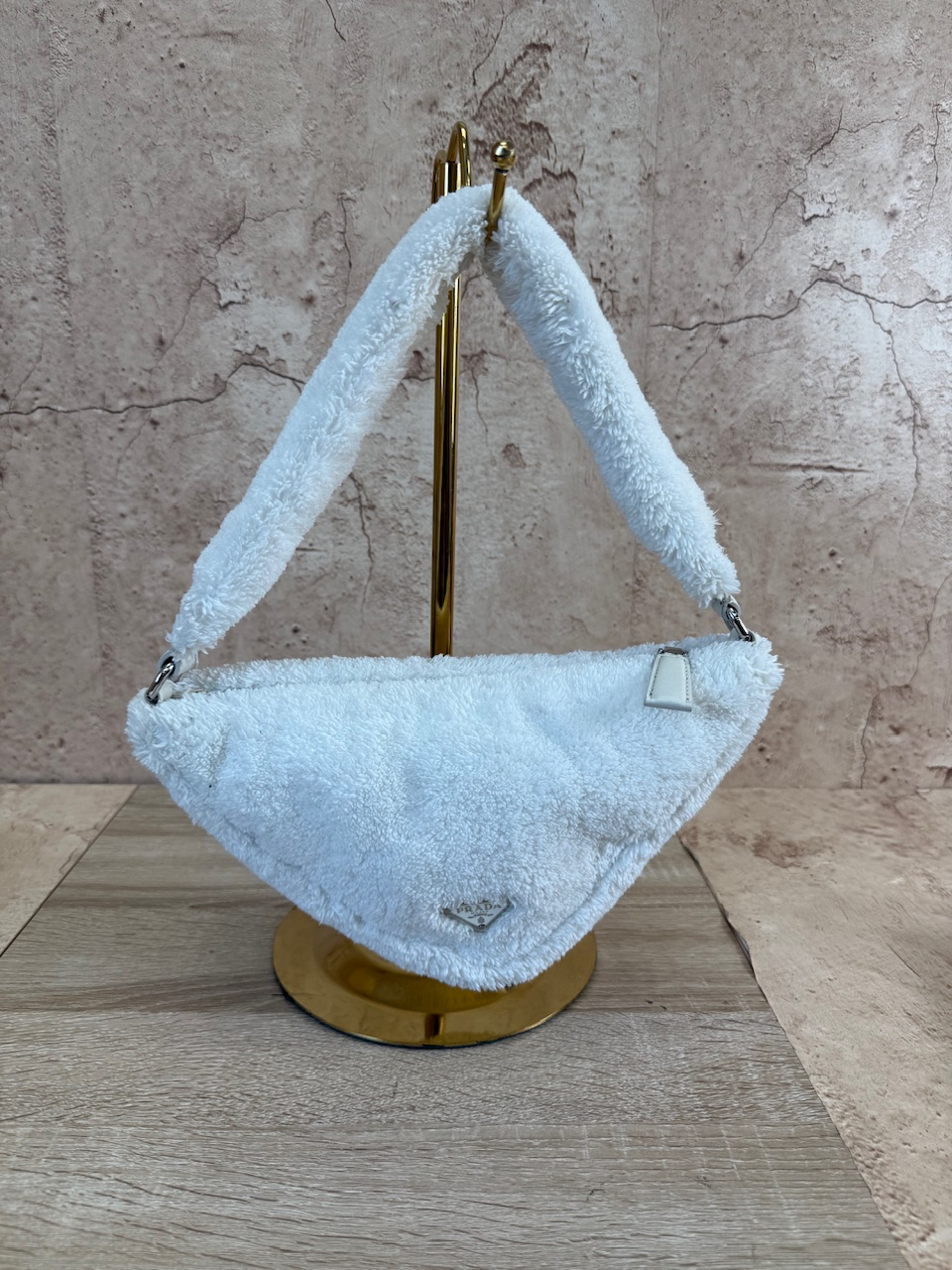 Prada White Terry Triangle Bag