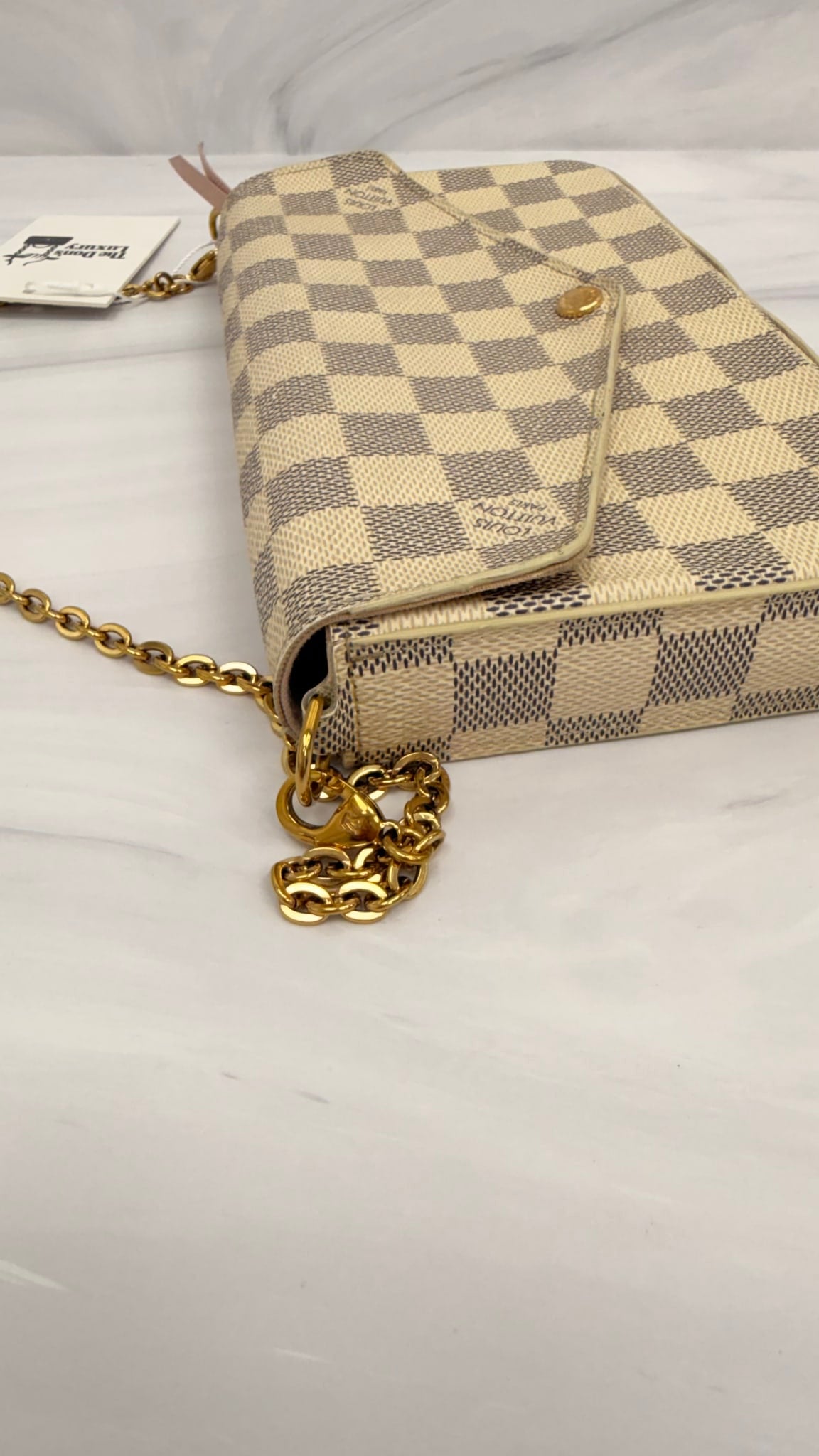 Louis Vuitton Damier Azur Pochette Felicie Chain Crossbody Bag 