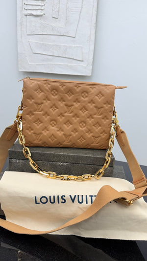 Louis Vuitton Tan Monogram Lambskin Leather Coussin PM Crossbody Bag